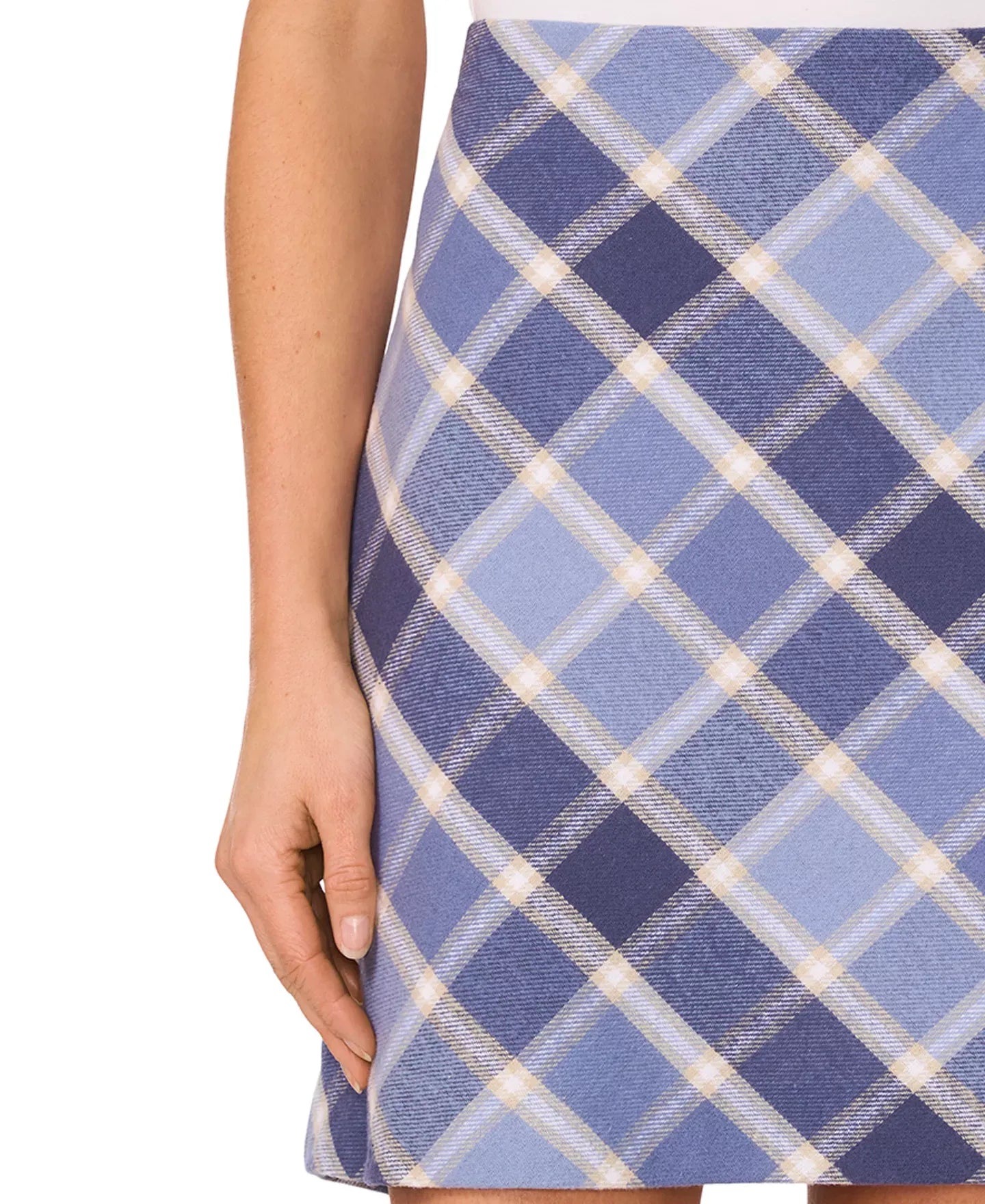 CeCe Women's Cotton Plaid A-Line Back-Zip Mini Skirt