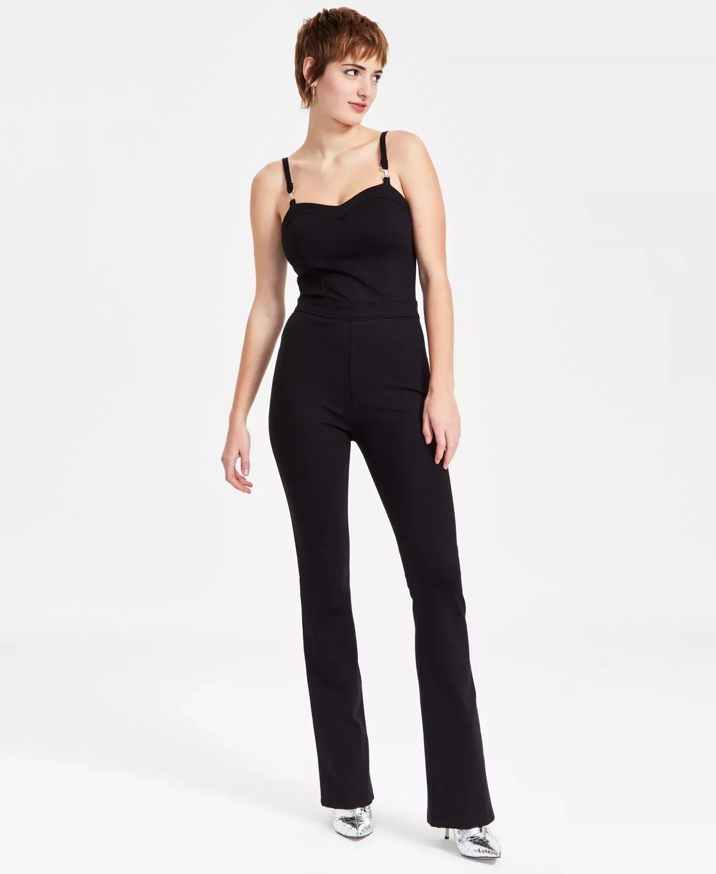 GUESS Women's Dorotea Braces Sweetheart Jumpsuit Pants