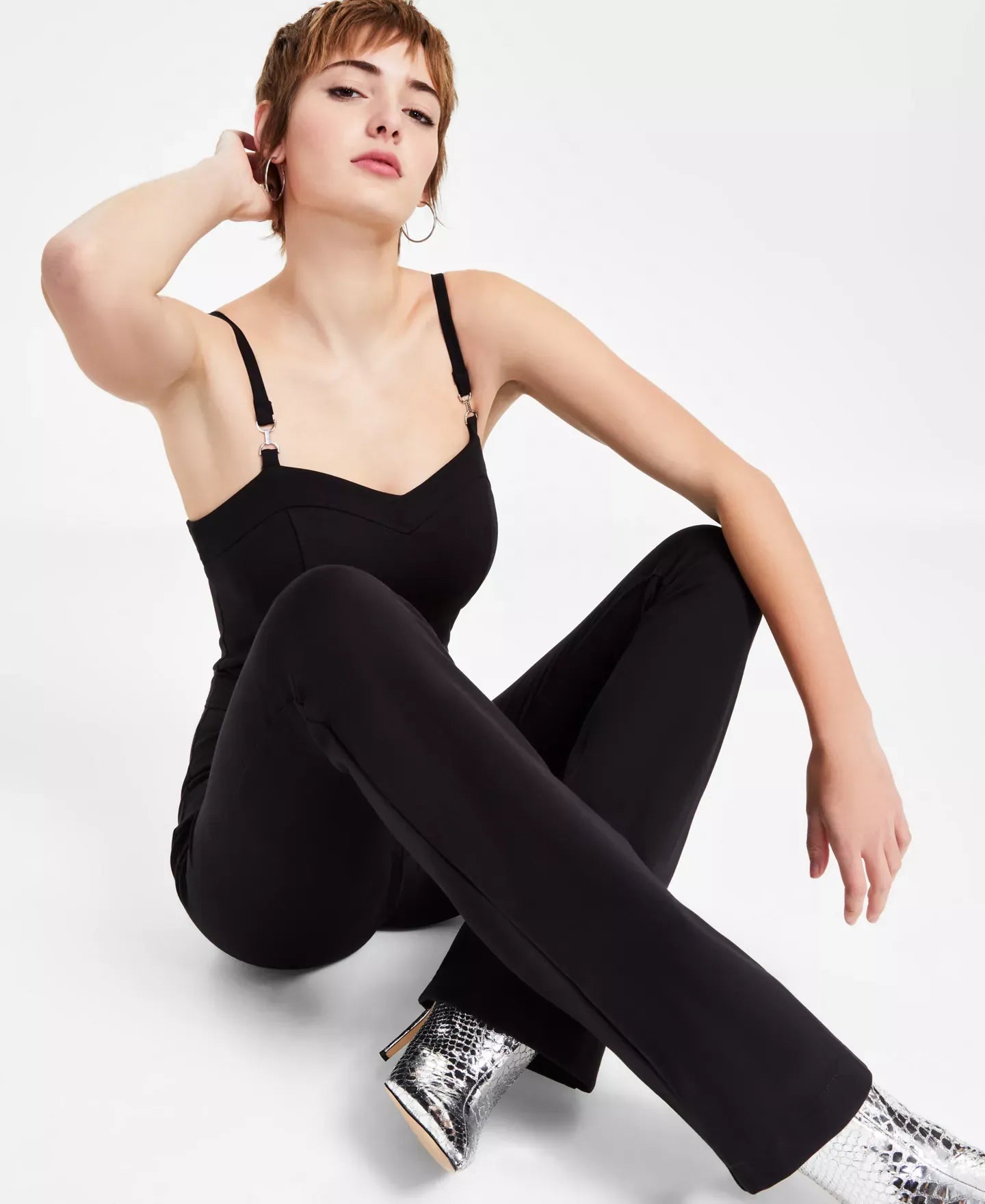 GUESS Women's Dorotea Braces Sweetheart Jumpsuit Pants