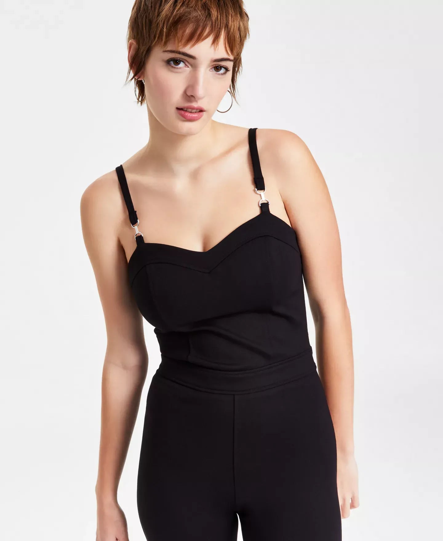 GUESS Women's Dorotea Braces Sweetheart Jumpsuit Pants