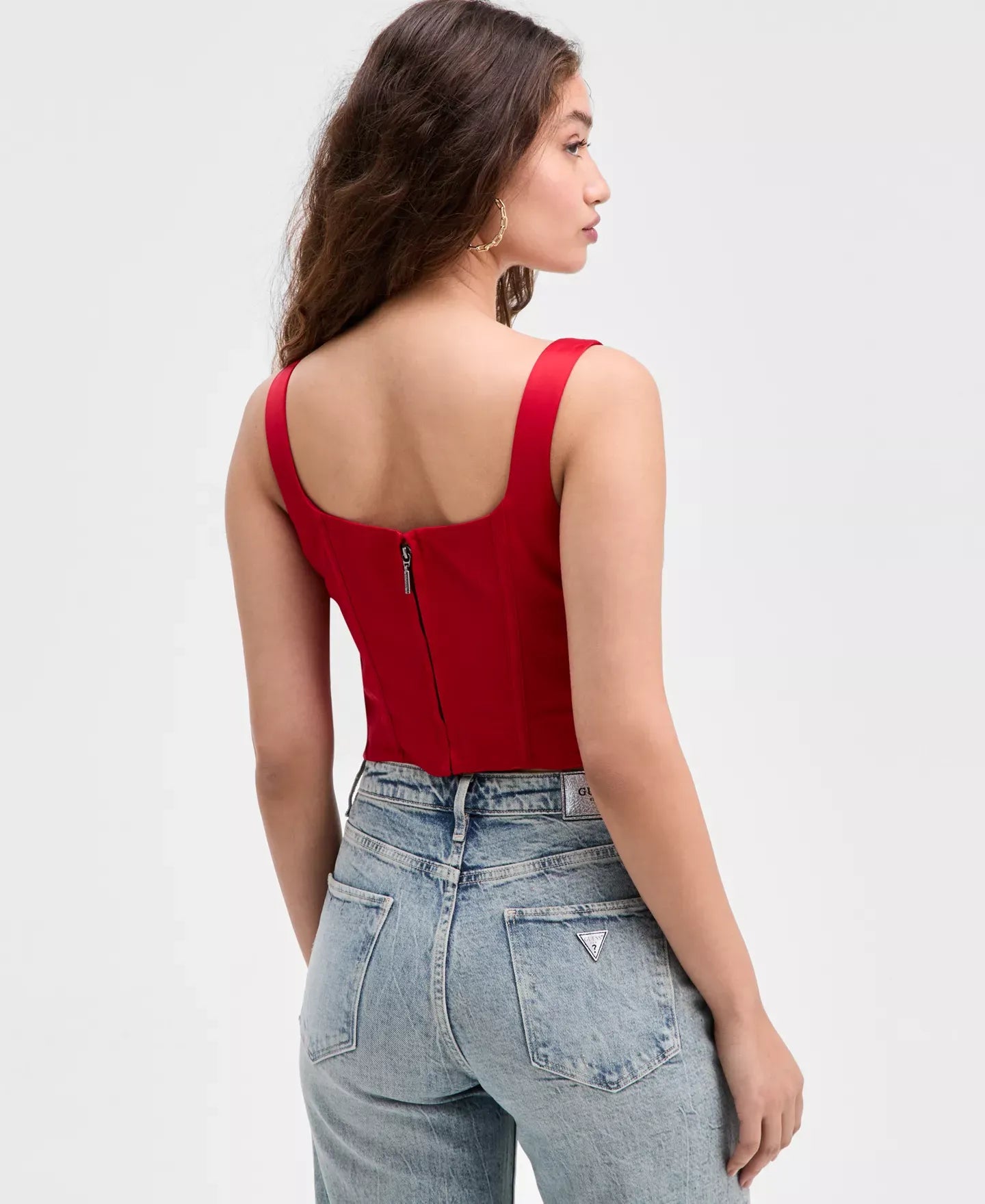 GUESS Women's J'Adore Sleeveless Sweetheart Corset Top