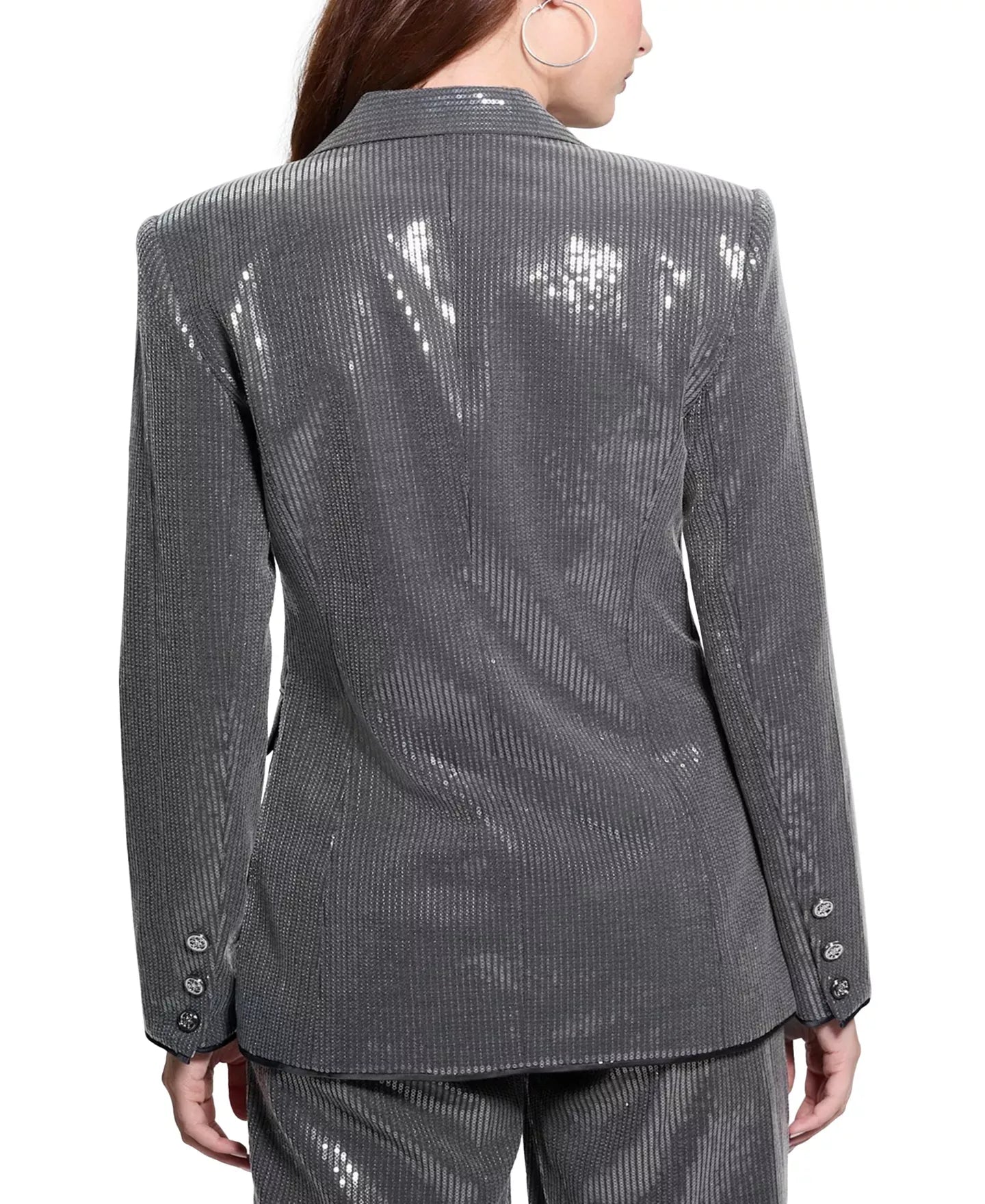 GUESS Women's New Doris Sequined Relaxed Blazer Jacket