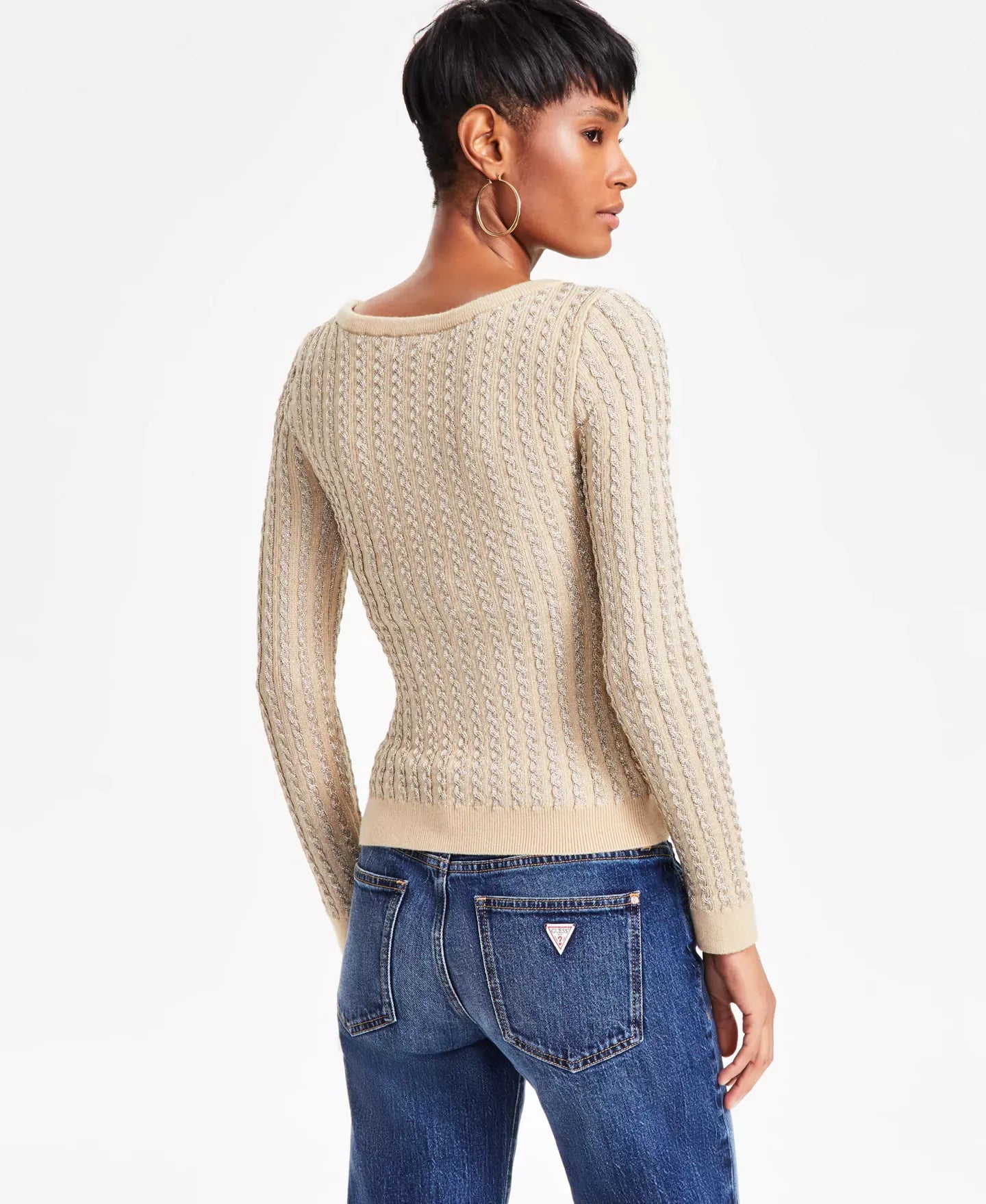GUESS Women's Josie Cable-Knit Boat-Neck Sweater
