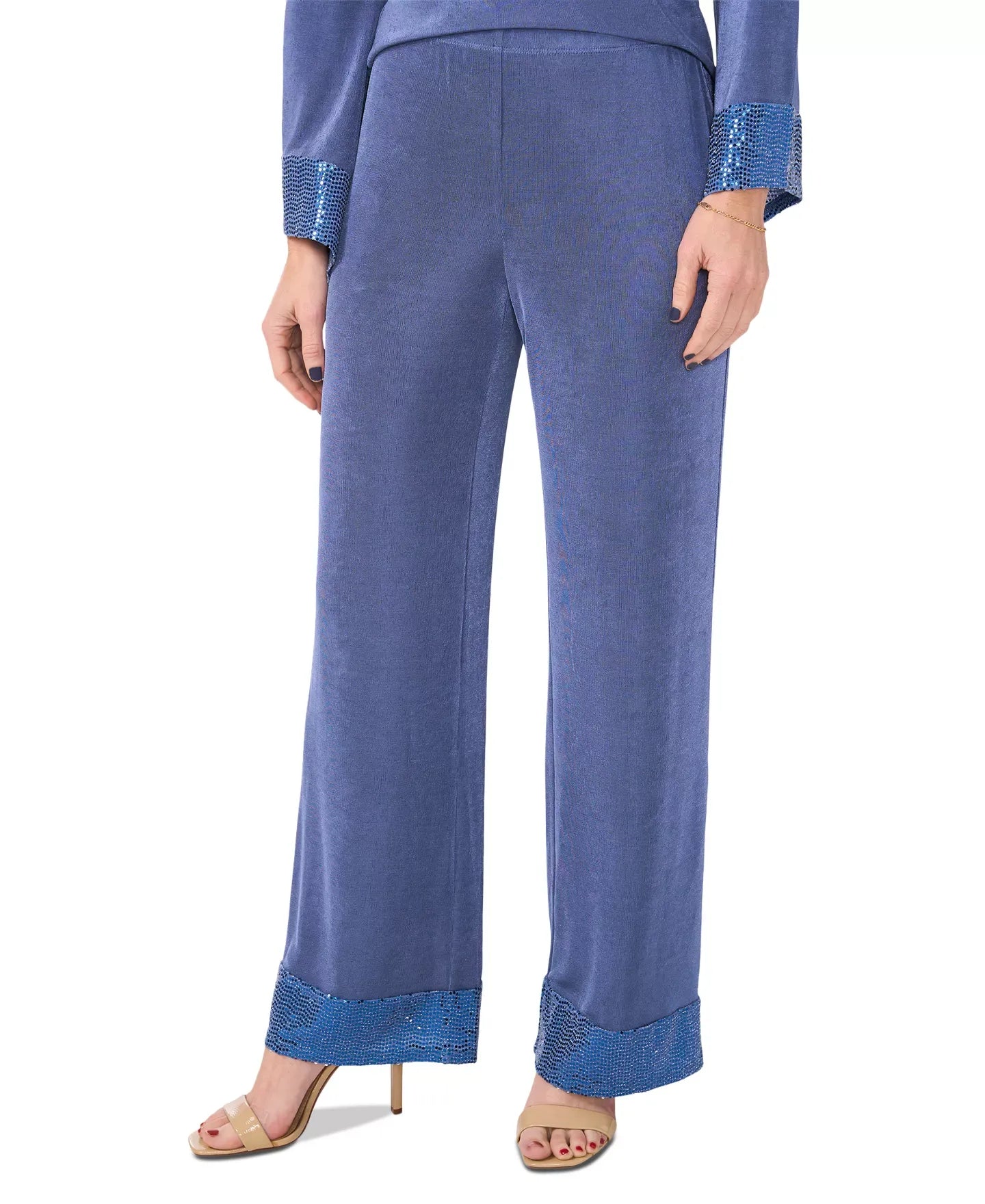 MSK Petite Jersey-Knit Contrast-Hem Pants