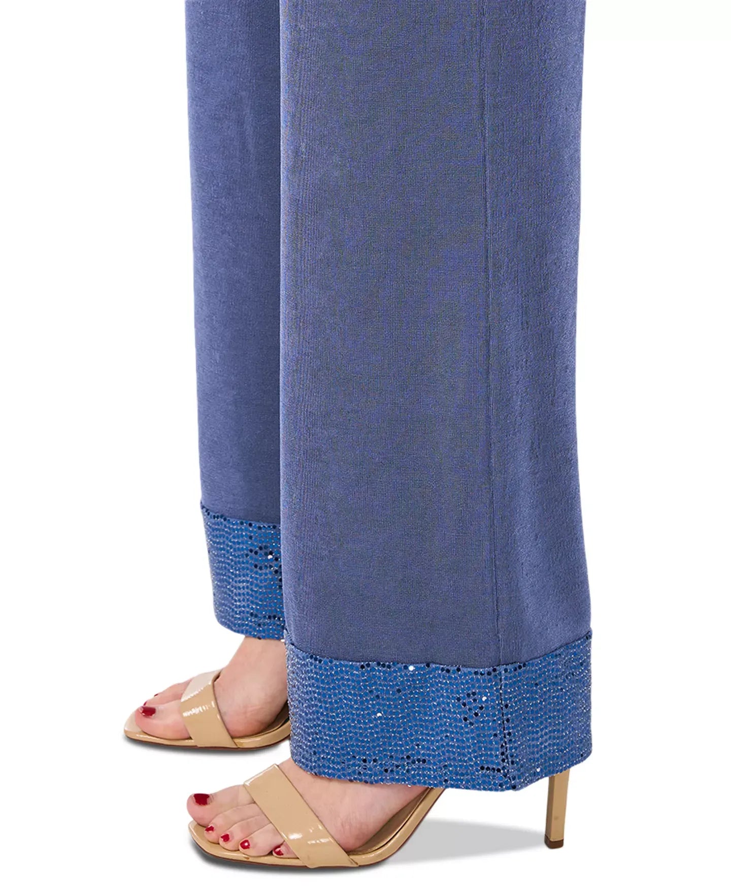 MSK Petite Jersey-Knit Contrast-Hem Pants