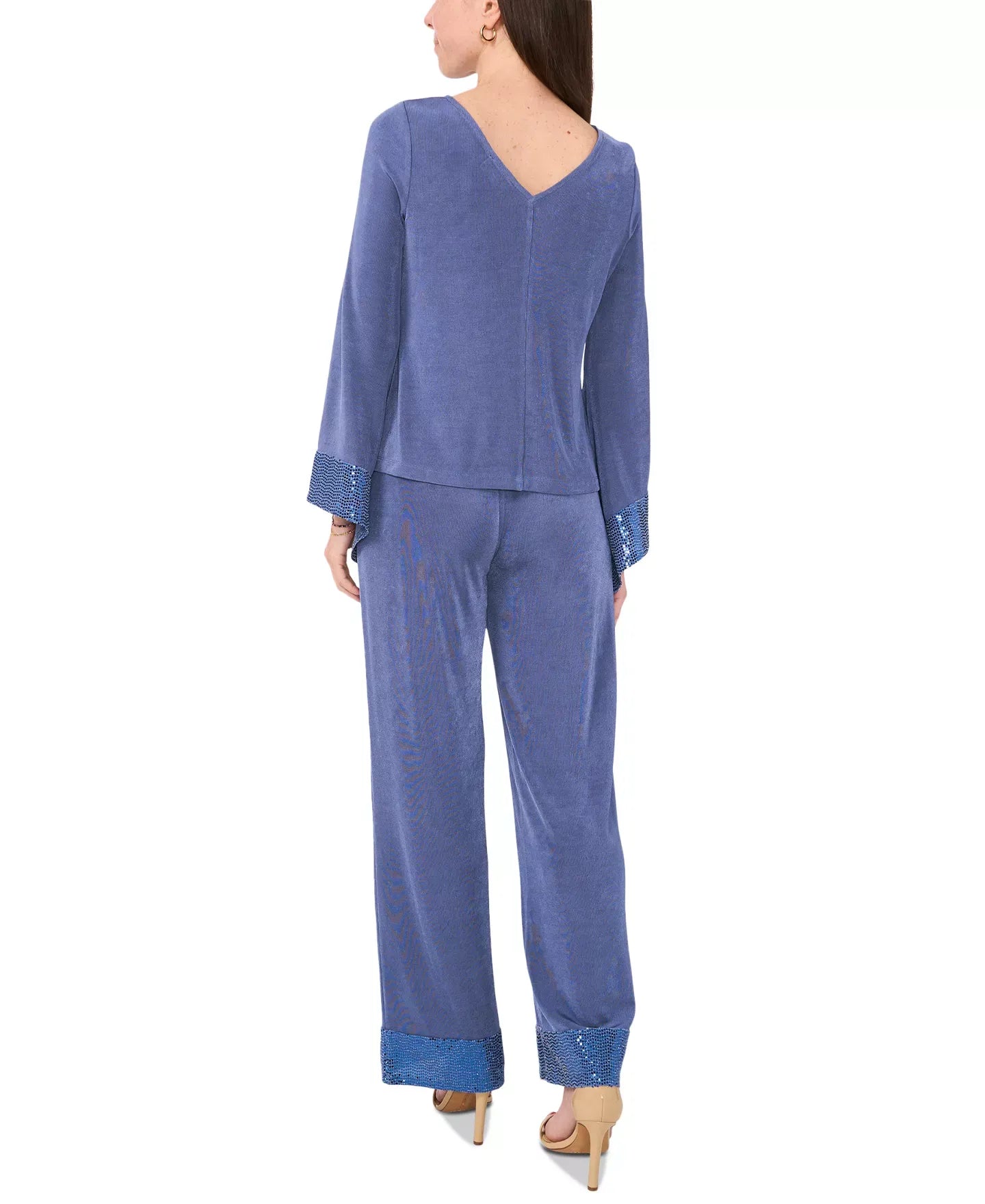 MSK Petite Jersey-Knit Contrast-Hem Pants