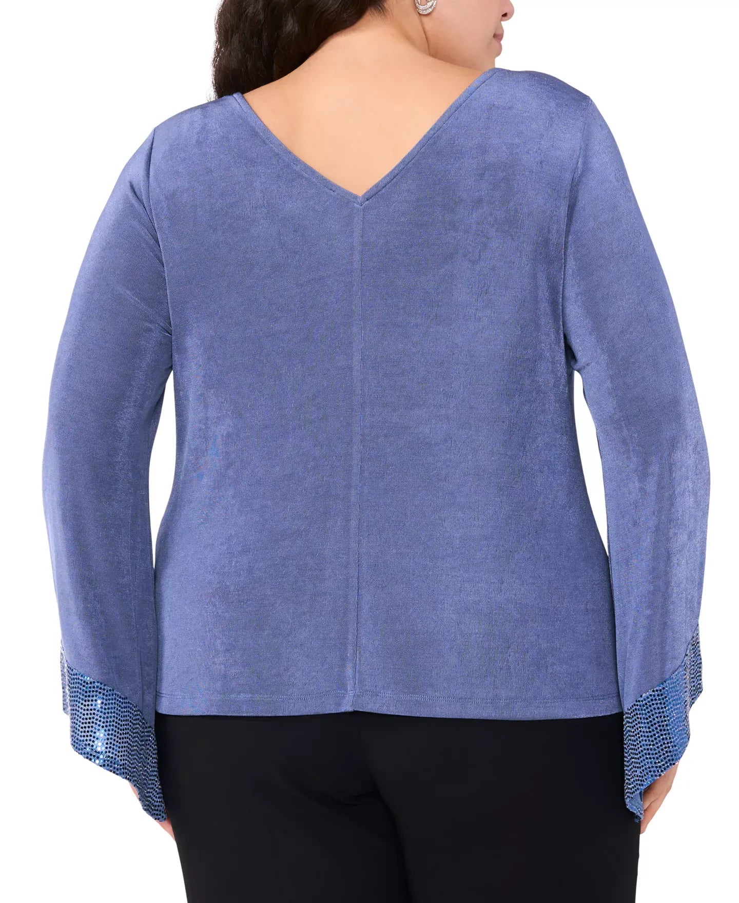 MSK Plus Size Jersey-Knit Contrast-Cuff Long-Sleeve Top