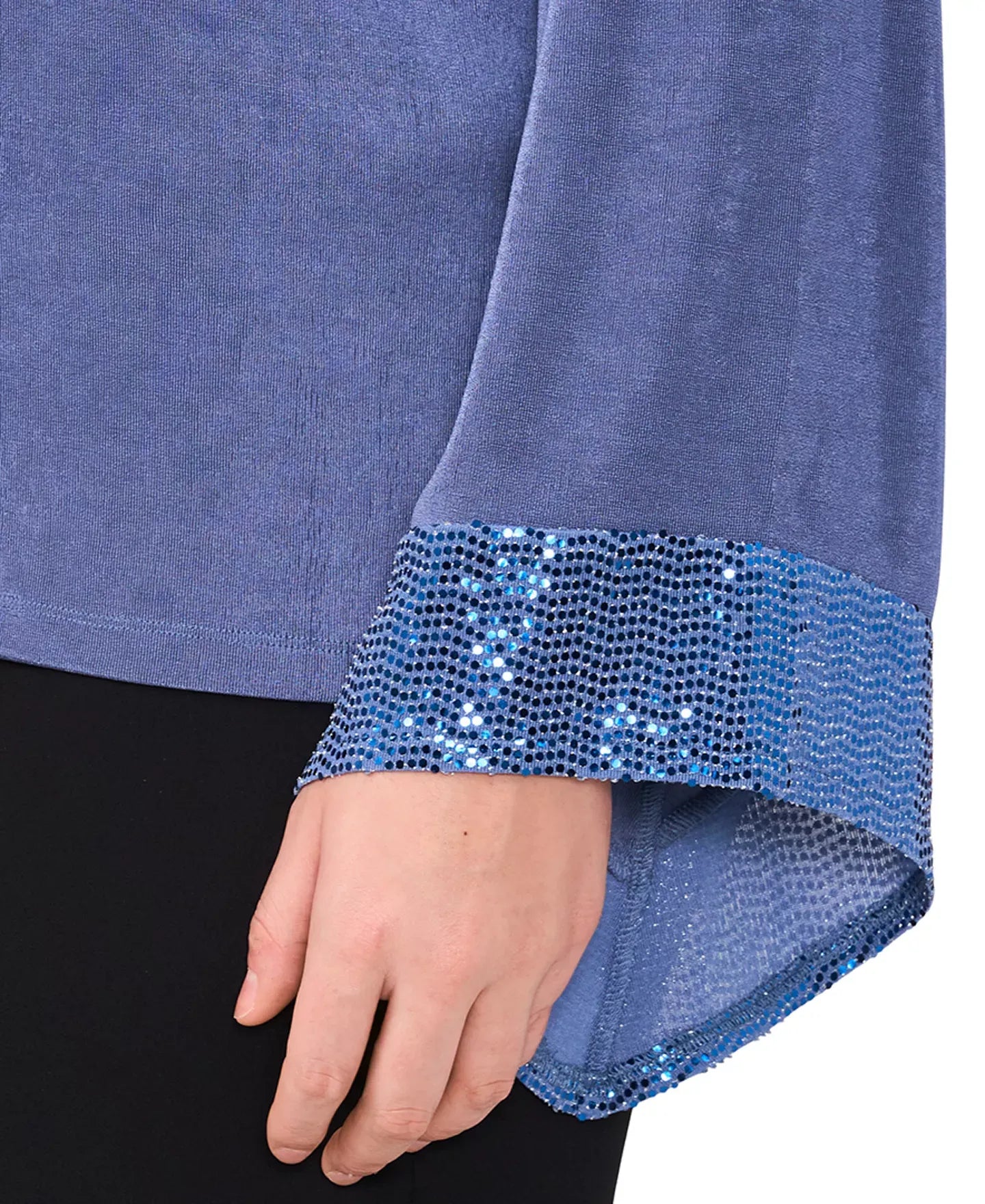 MSK Plus Size Jersey-Knit Contrast-Cuff Long-Sleeve Top