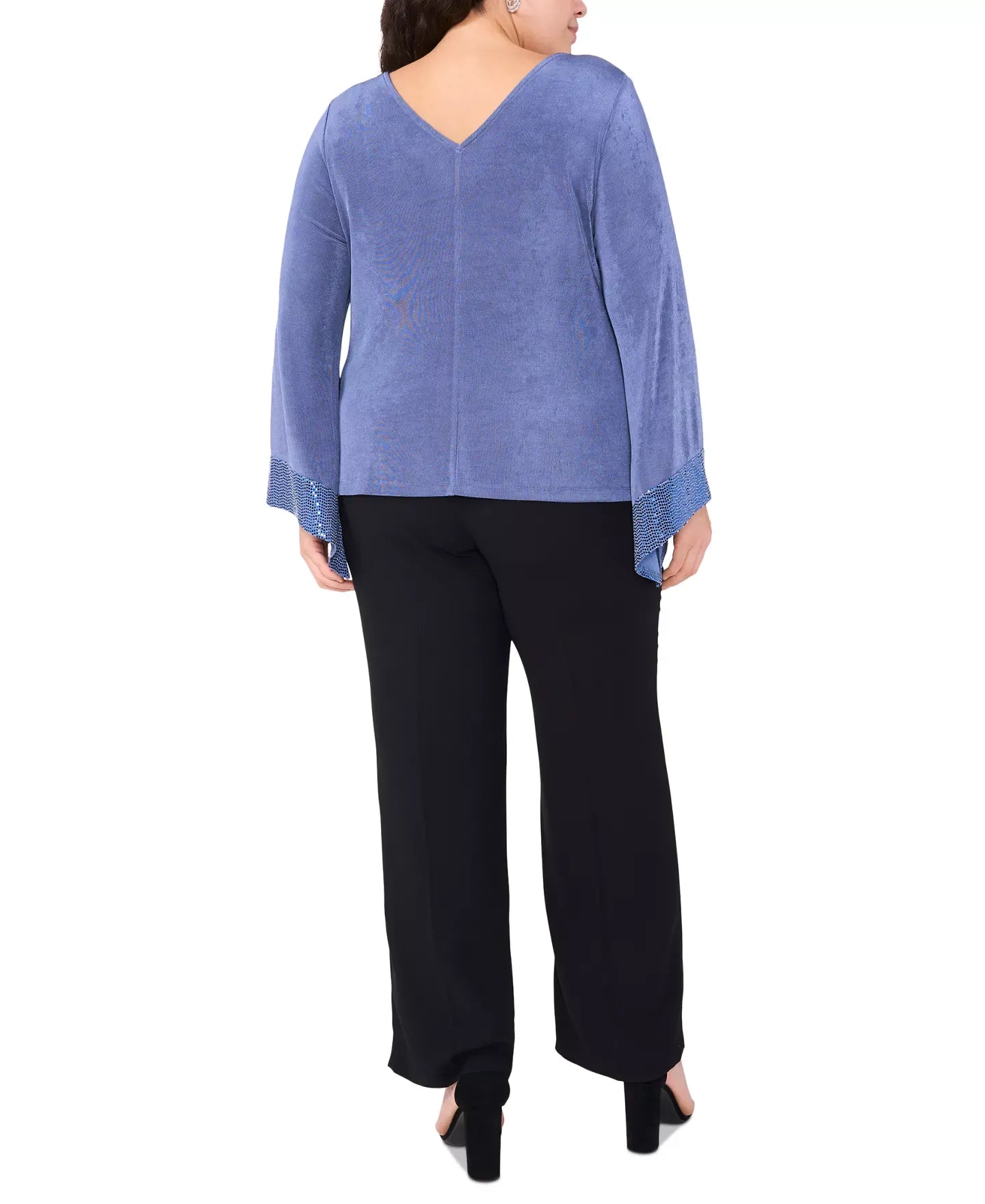 MSK Plus Size Jersey-Knit Contrast-Cuff Long-Sleeve Top
