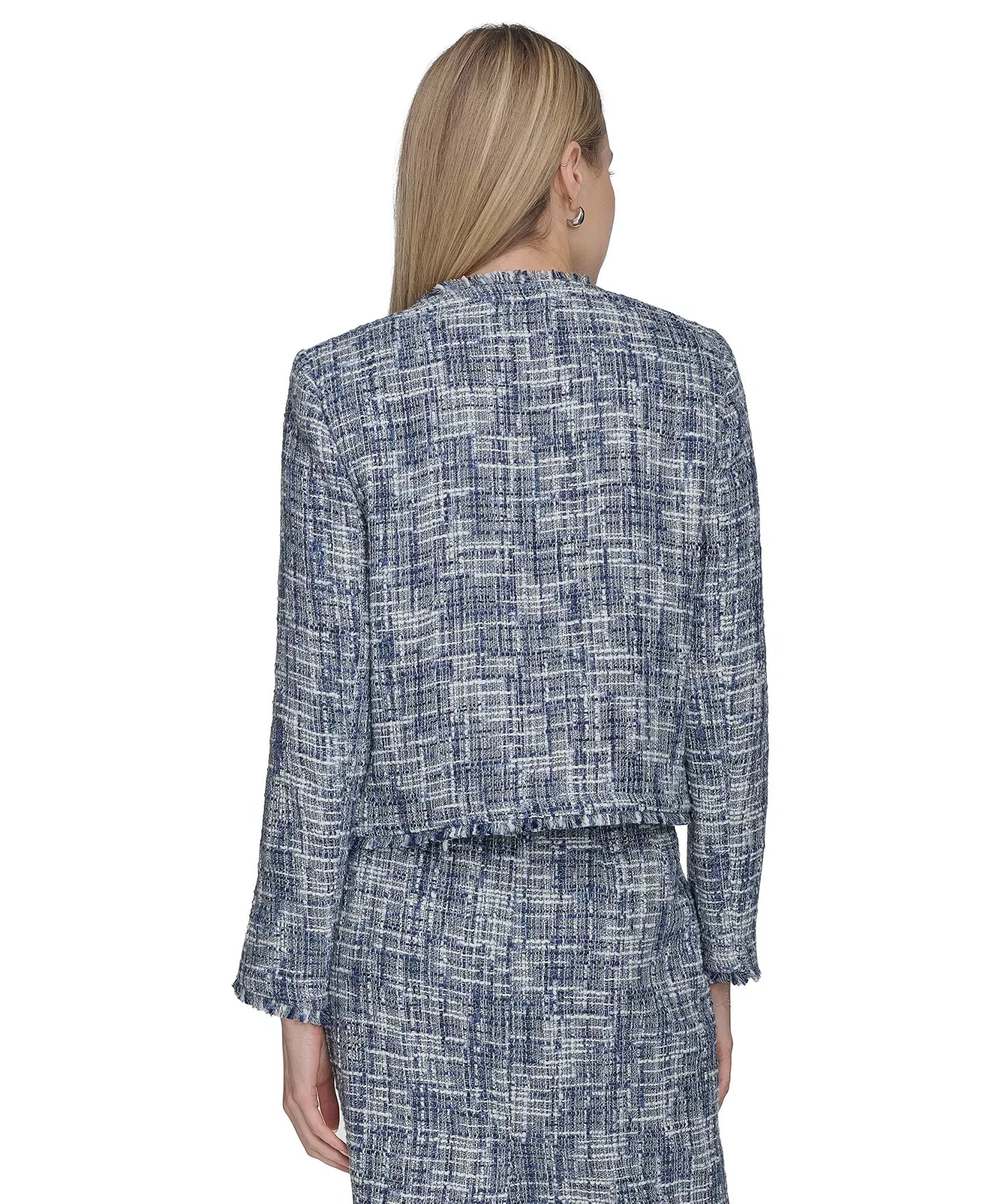 Calvin Klein Petite Open-Front Cropped Tweed Jacket