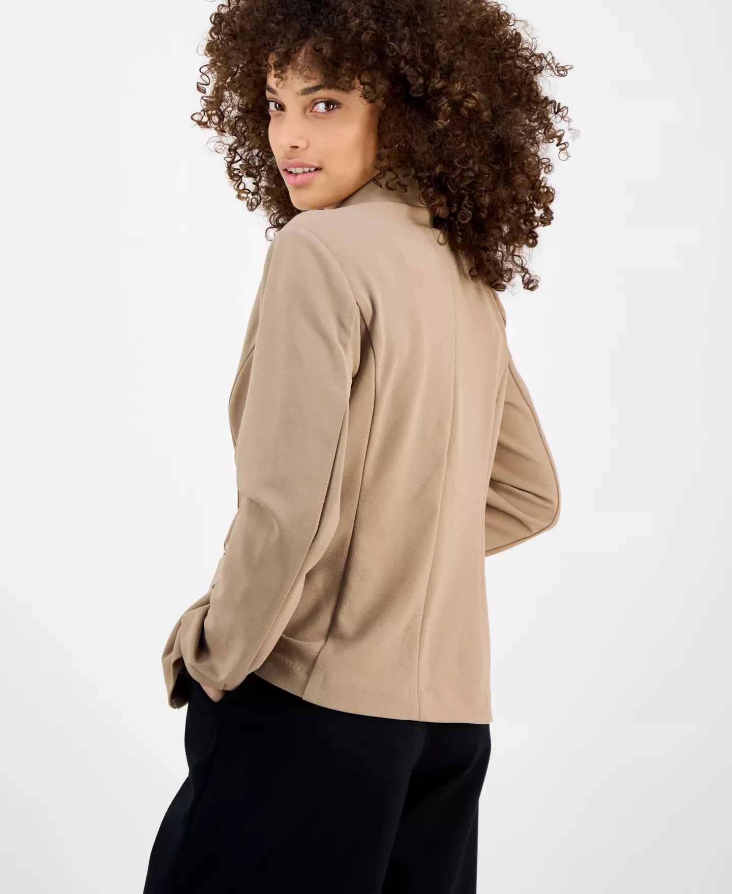 Bar III Petite Peak-Lapel Open-Front Blazer