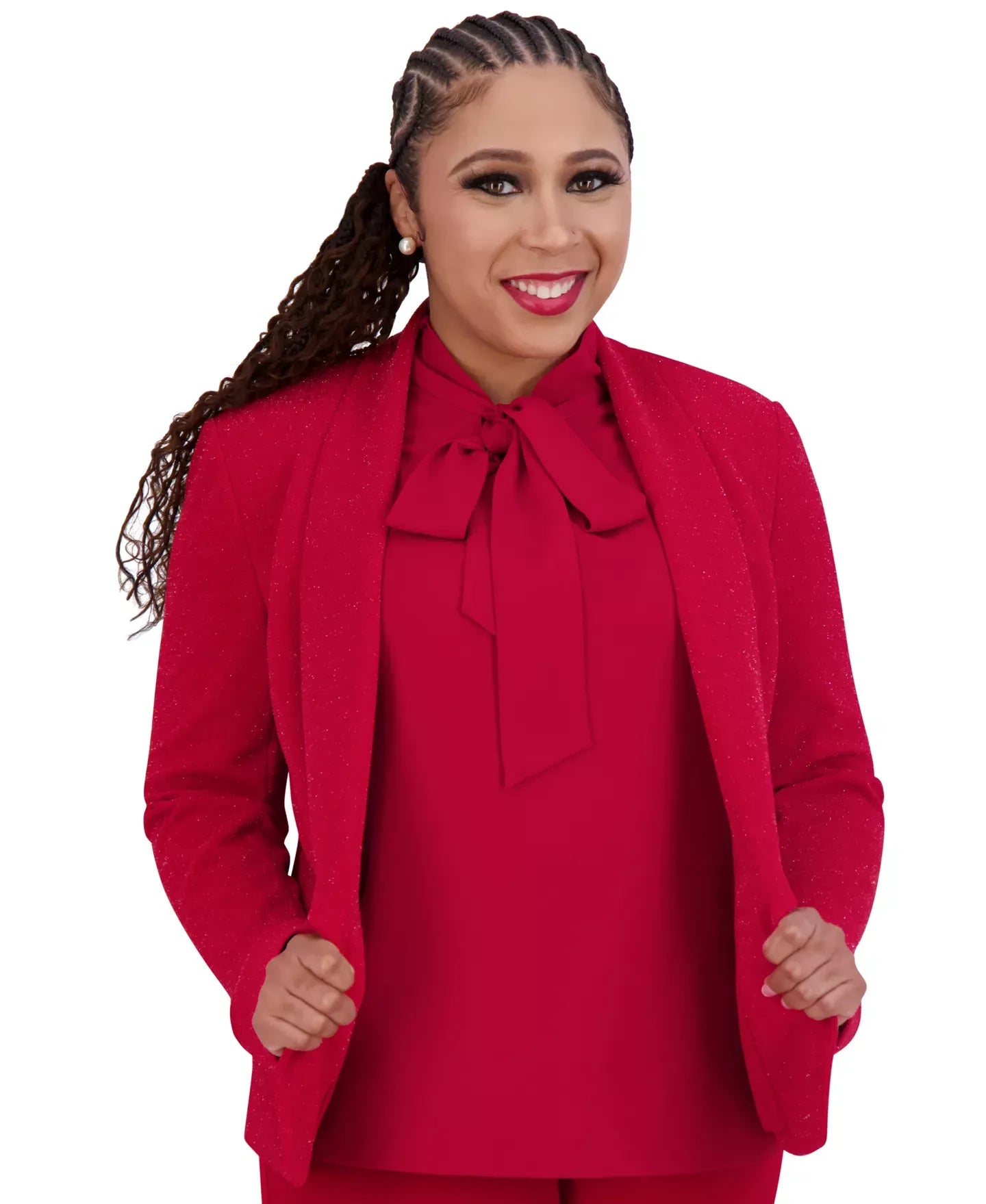 Kasper Women's Shawl-Collar Long-Sleeve Glitter Jacket Regular & Plus