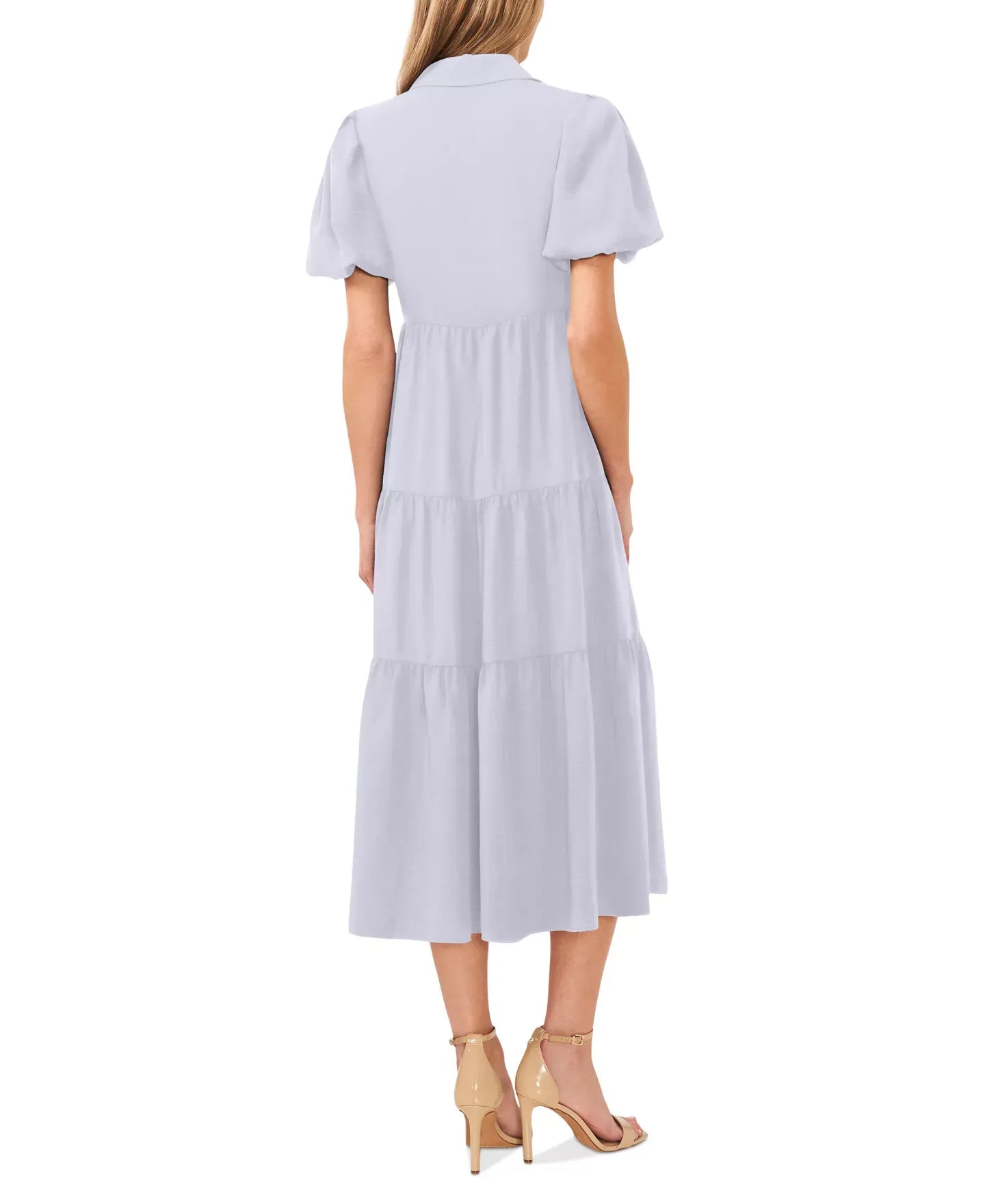 CeCe Women's Collared Short-Sleeve Tiered Shirtdress Dress