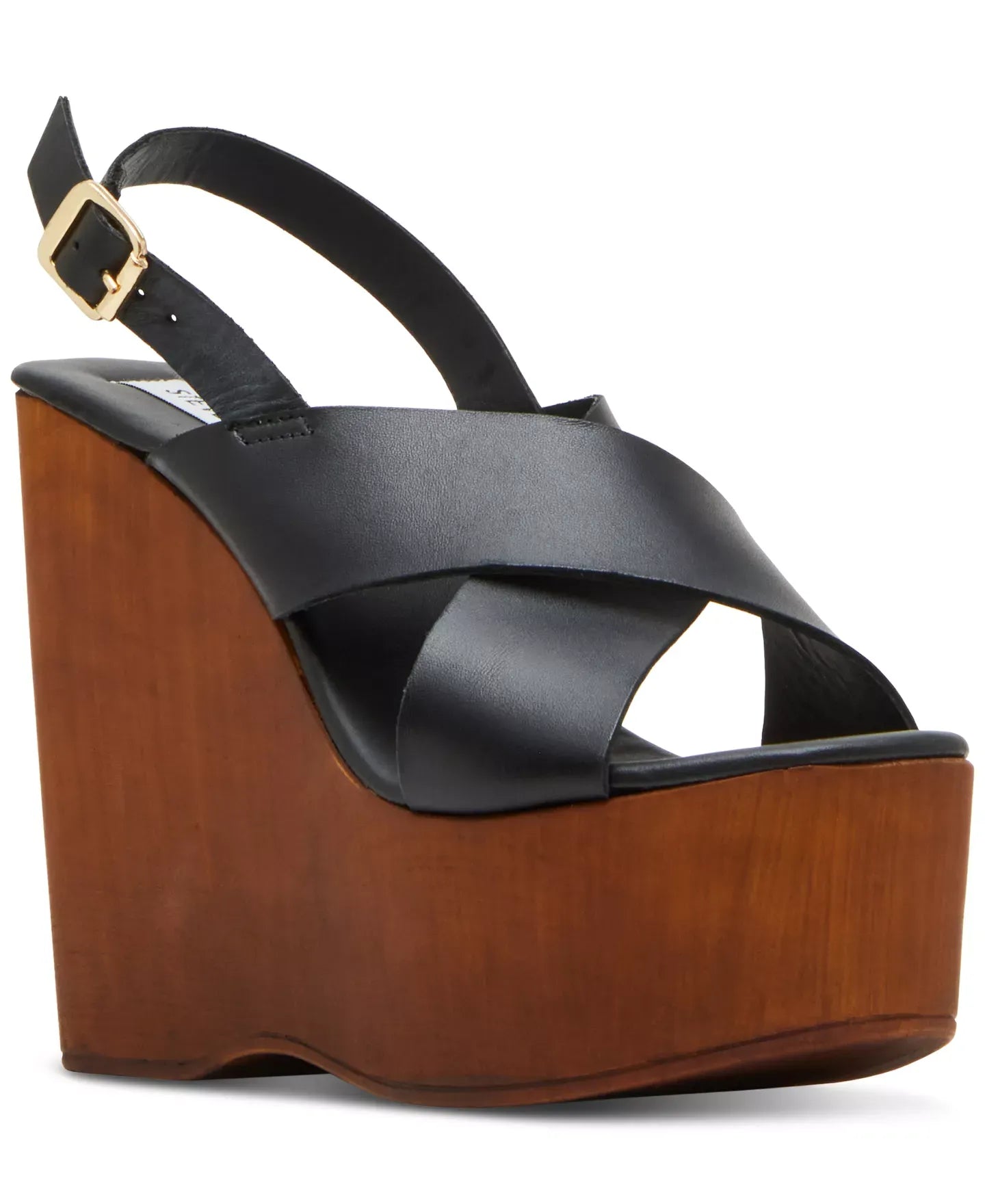 Steve Madden Women's Galaxy Wooden Platform Wedge Sandals Shoes
