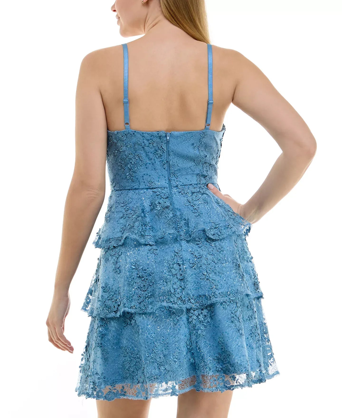 BCX Sweetheart-Neck Triple-Tiered Dress