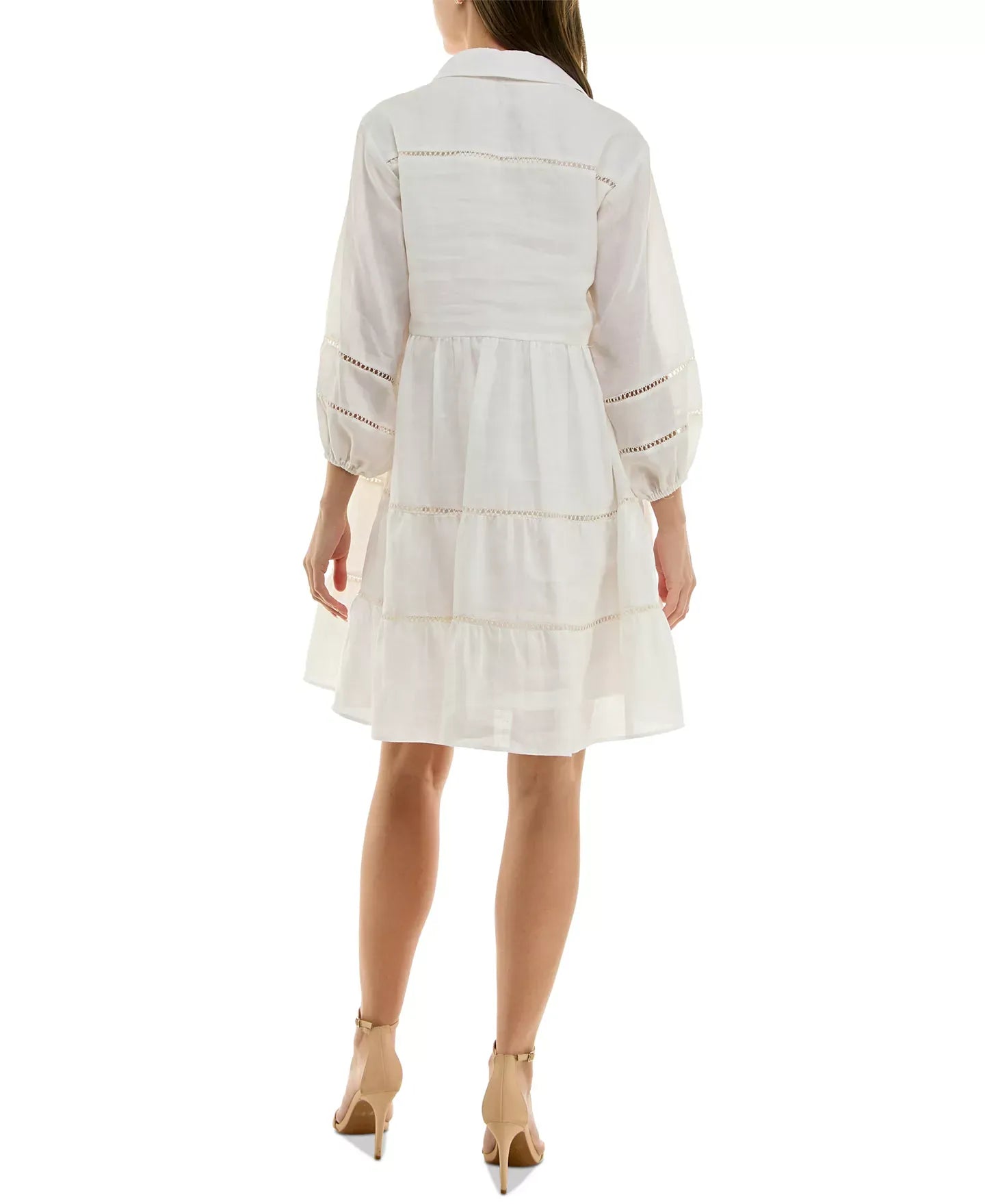 Taylor Women's Ladder-Trim Collared A-Line Dress