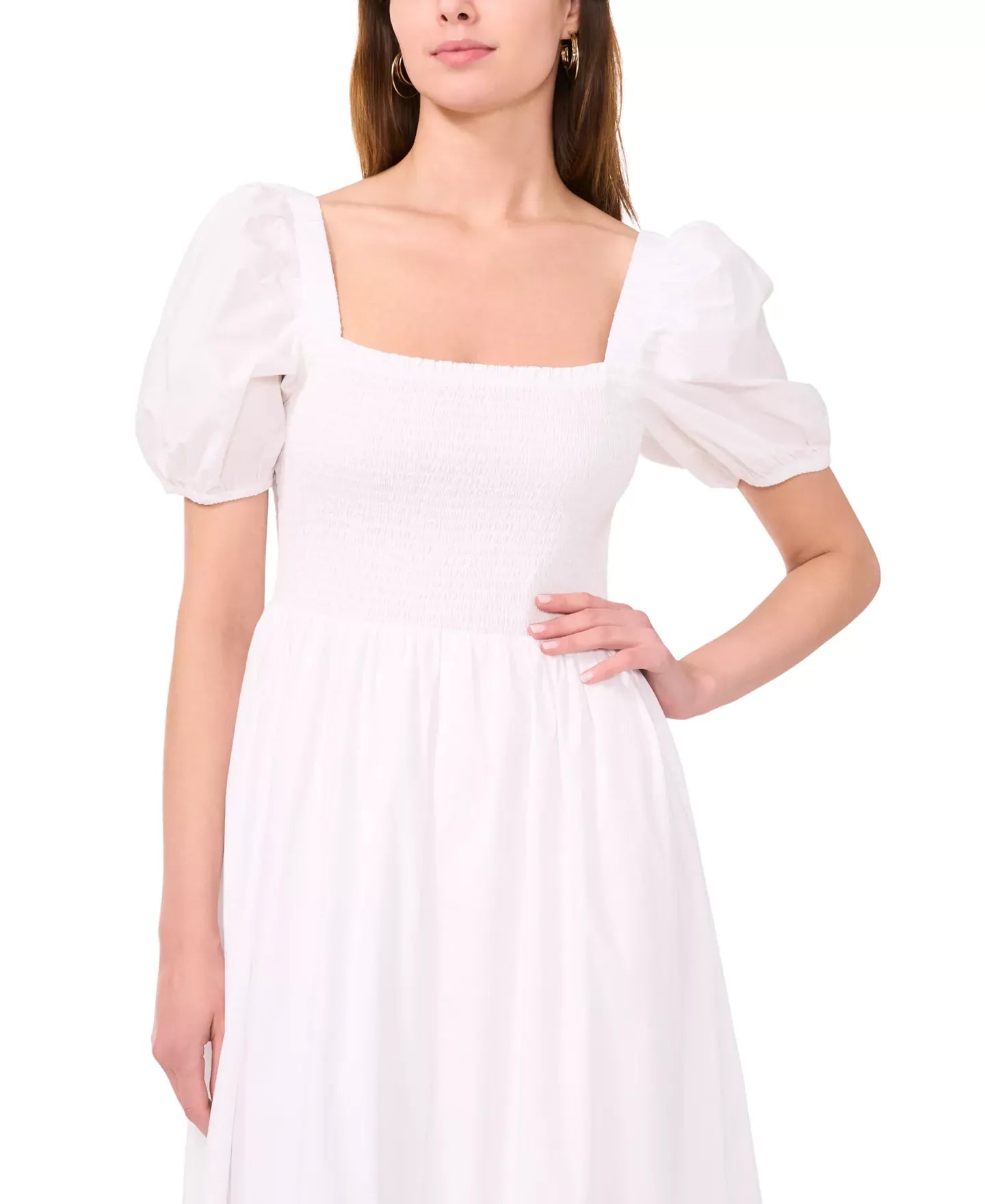 CeCe Women's Cotton Lace Smocked Midi Dress