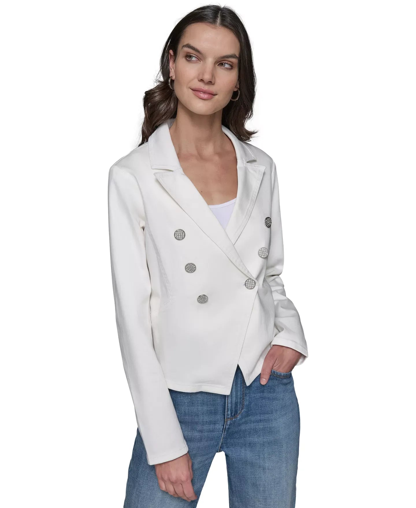 KARL LAGERFELD PARIS Women's Double-Breasted Denim Jacket