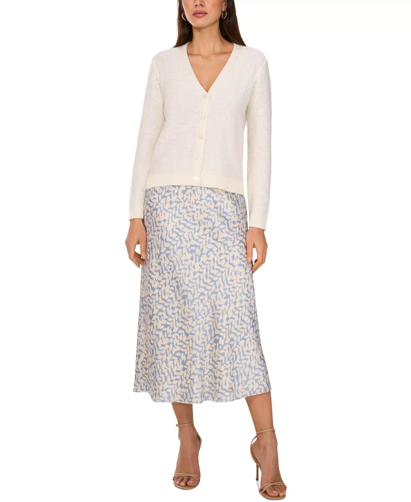 Vince Camuto Women's V-Neck Button-Front Sequin Cardigan Sweater