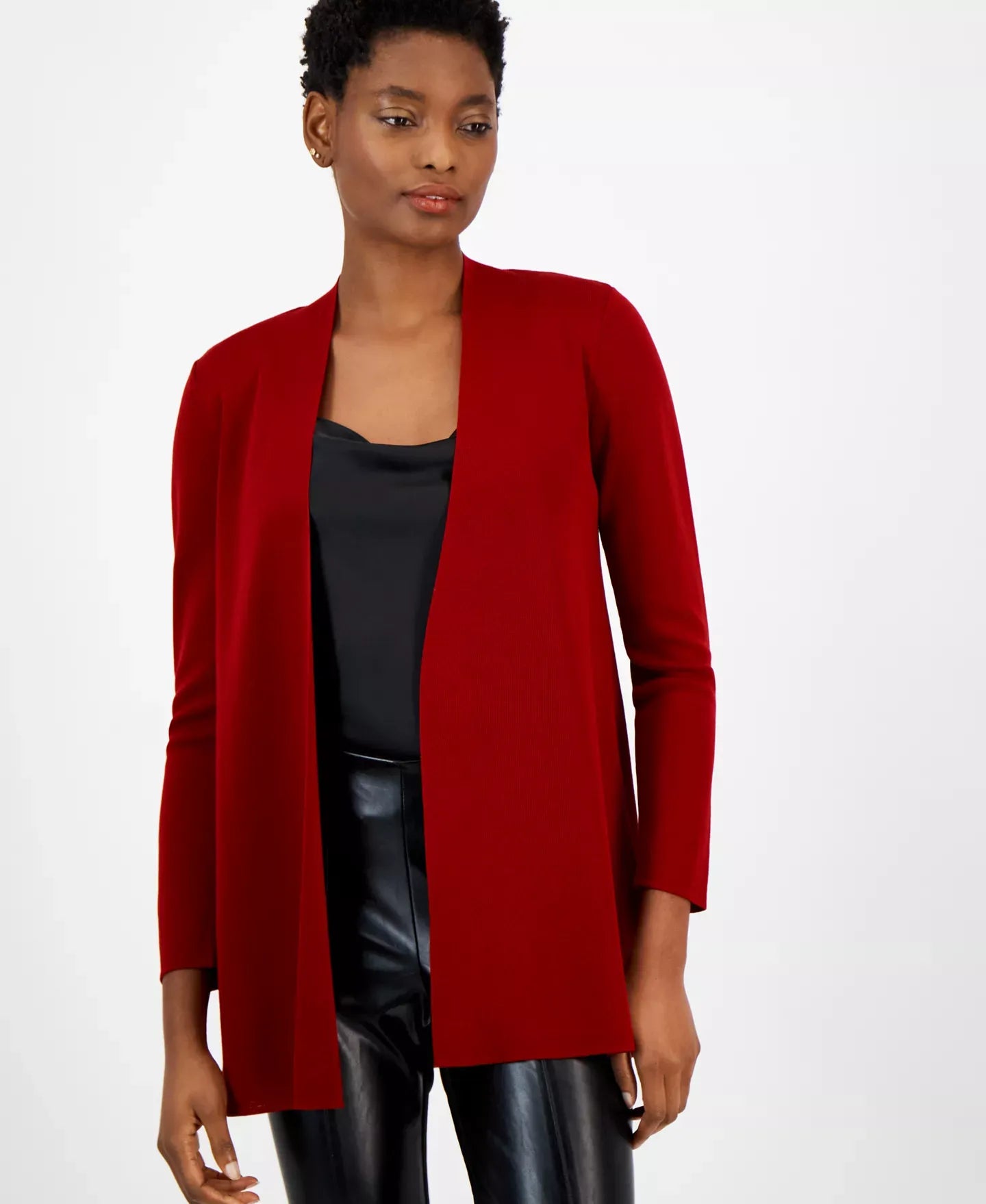 Anne Klein Women's Napa Fine Rib Pocket Cardigan Sweater