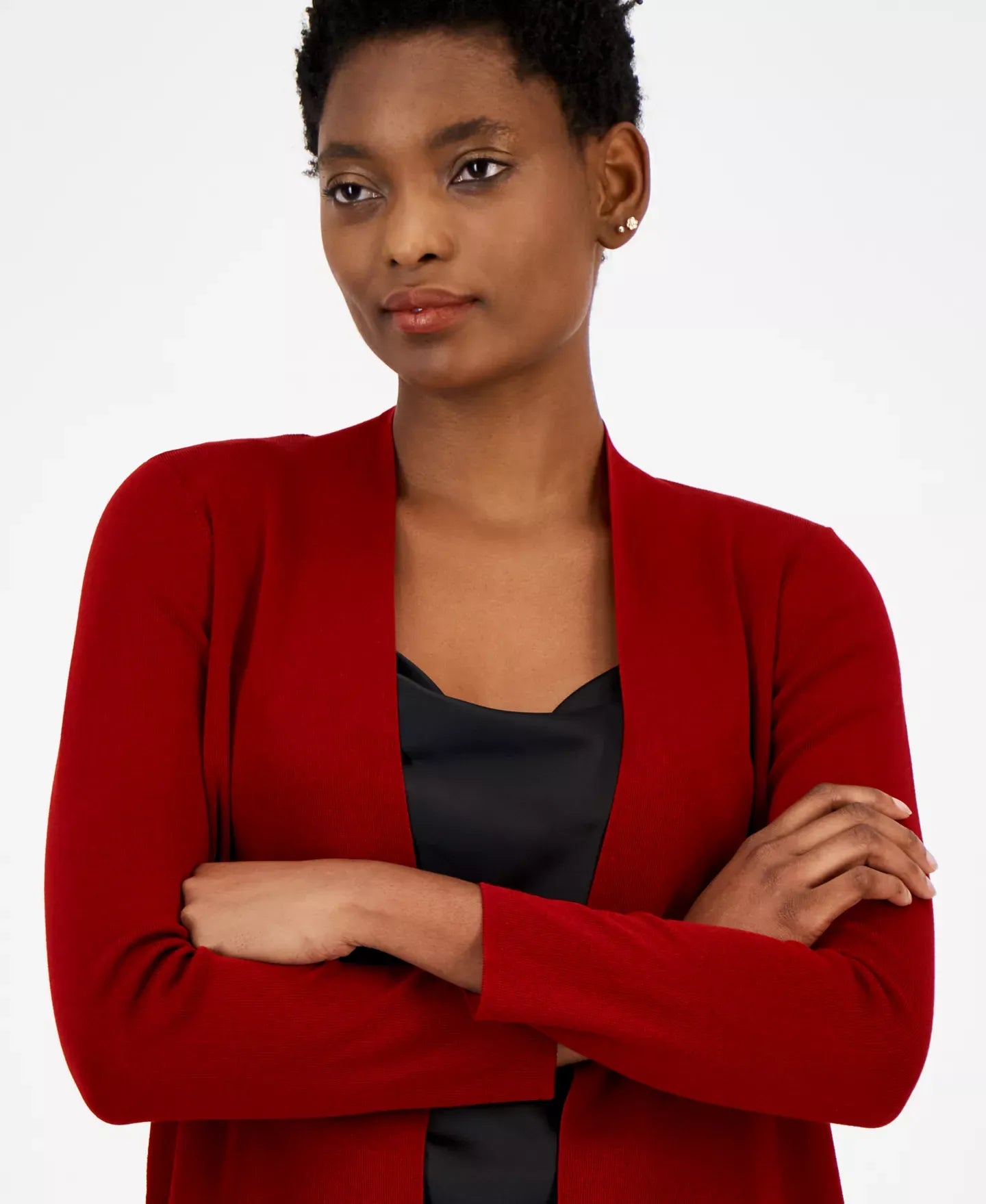 Anne Klein Women's Napa Fine Rib Pocket Cardigan Sweater