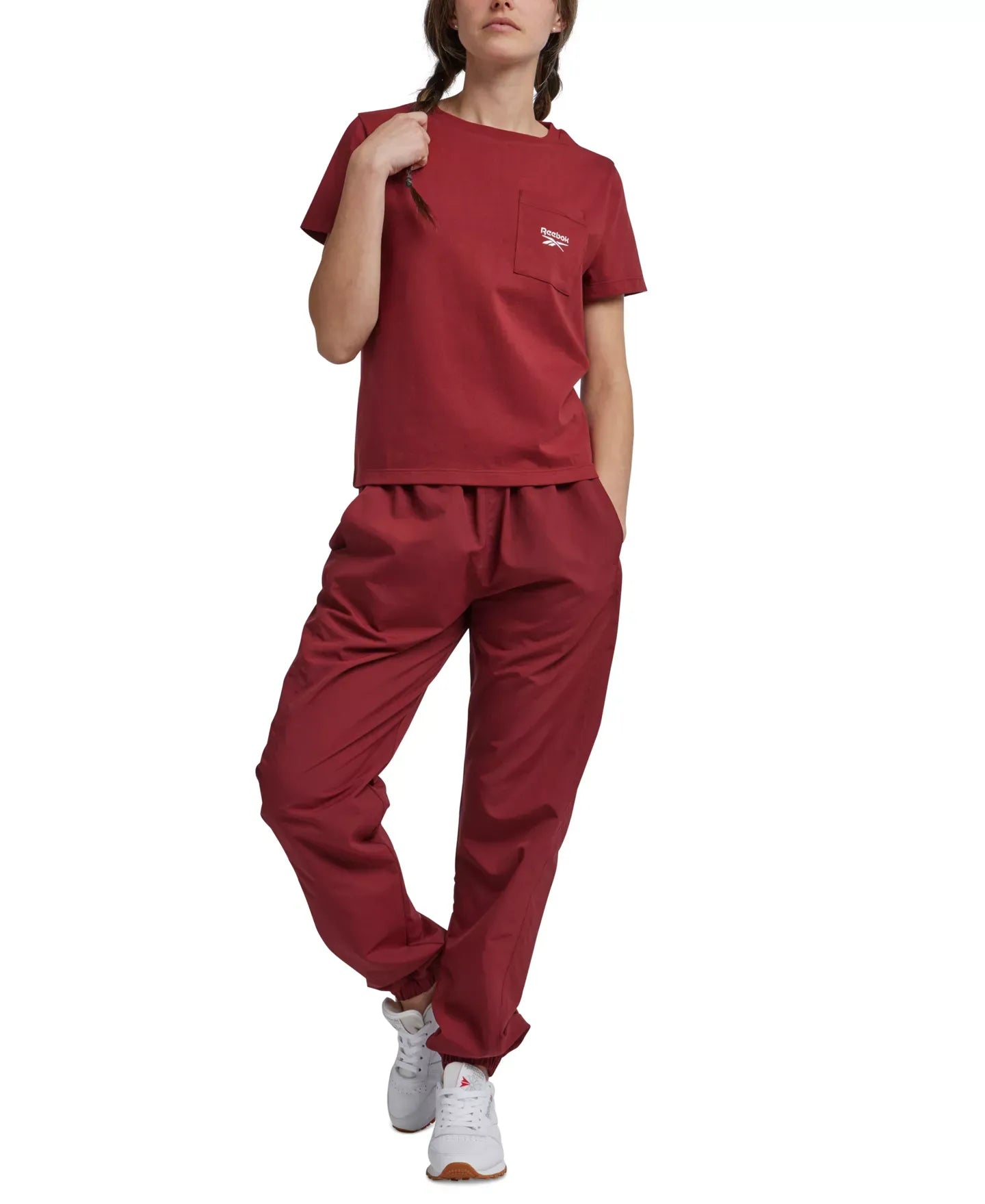 Reebok Women's Cotton Identity Classics Patch-Pocket T-Shirt Top