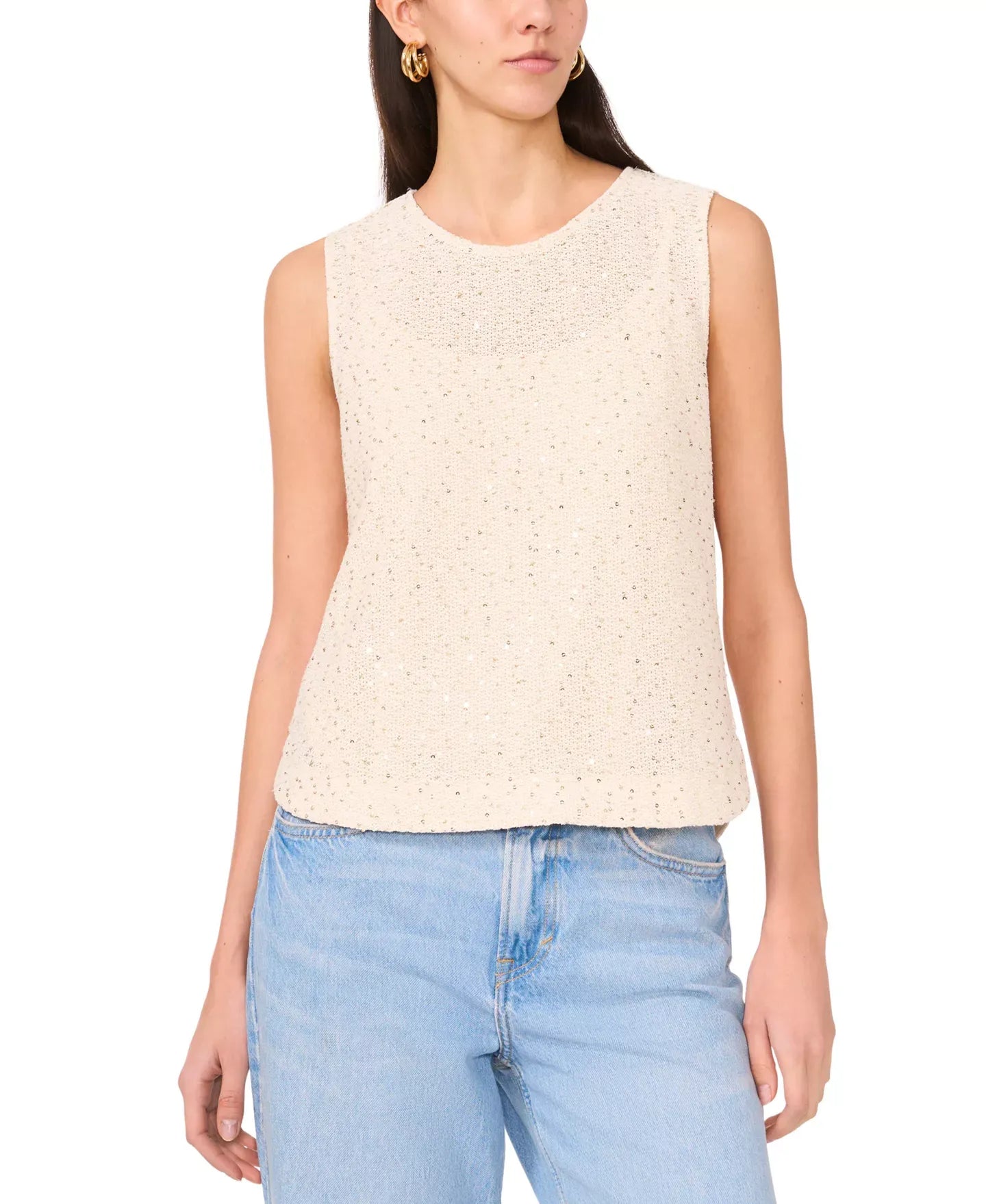 Vince Camuto Women's Sequined Sleeveless Crewneck Top