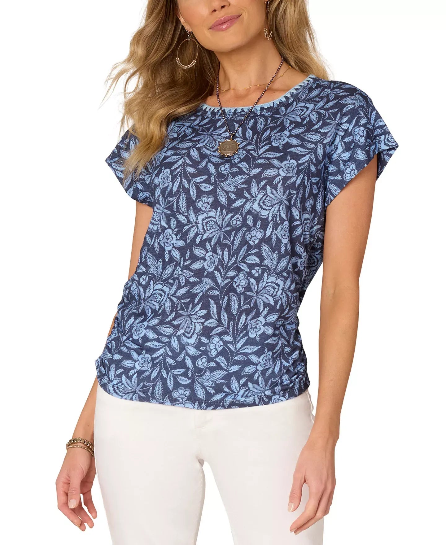Democracy Women's Printed Cap-Sleeve Top