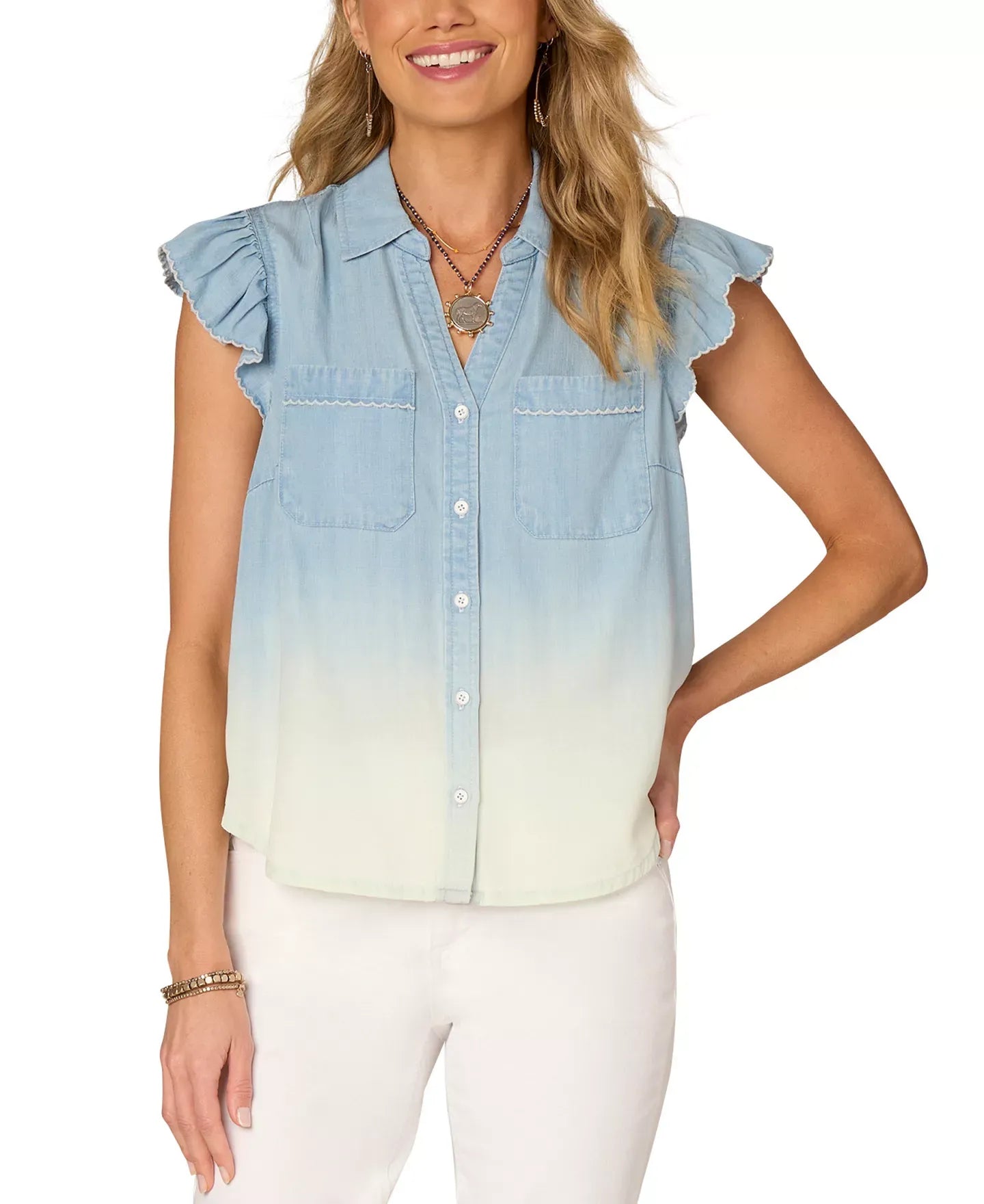 Democracy Women's Flutter-Sleeve Shirt Top