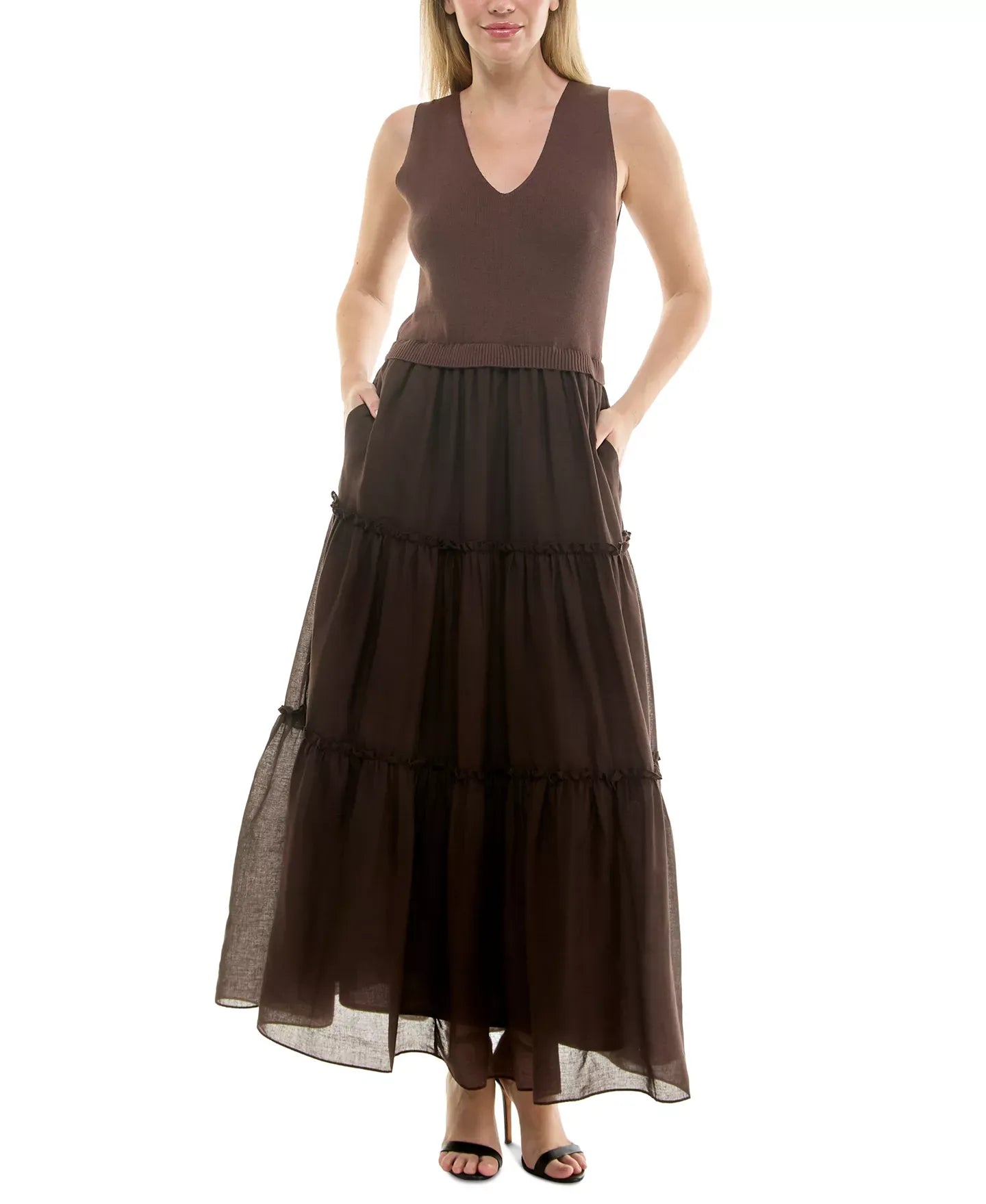 Taylor Women's Sleeveless Tiered Maxi Dress