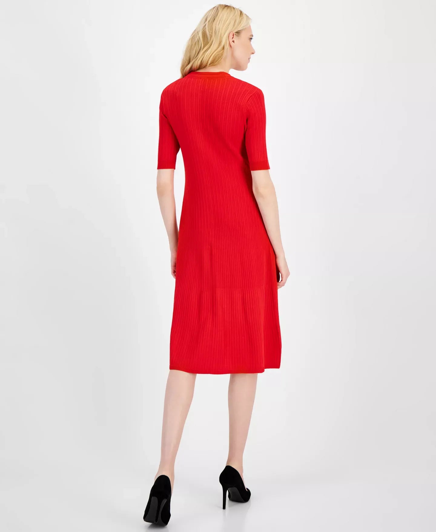 Anne Klein Women's Ribbed Button-Front A-Line Dress