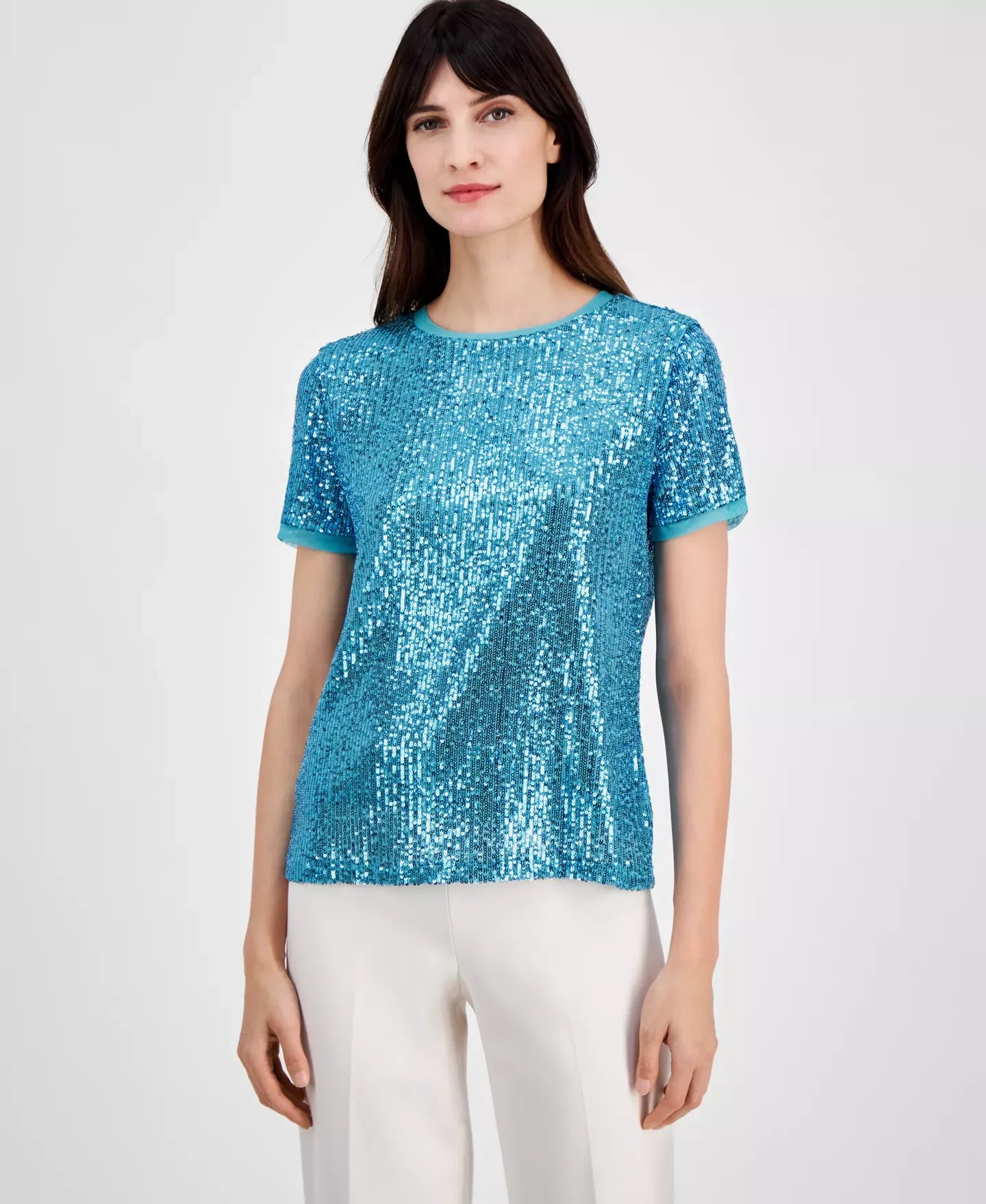Anne Klein Women's Sequined T-Shirt Top