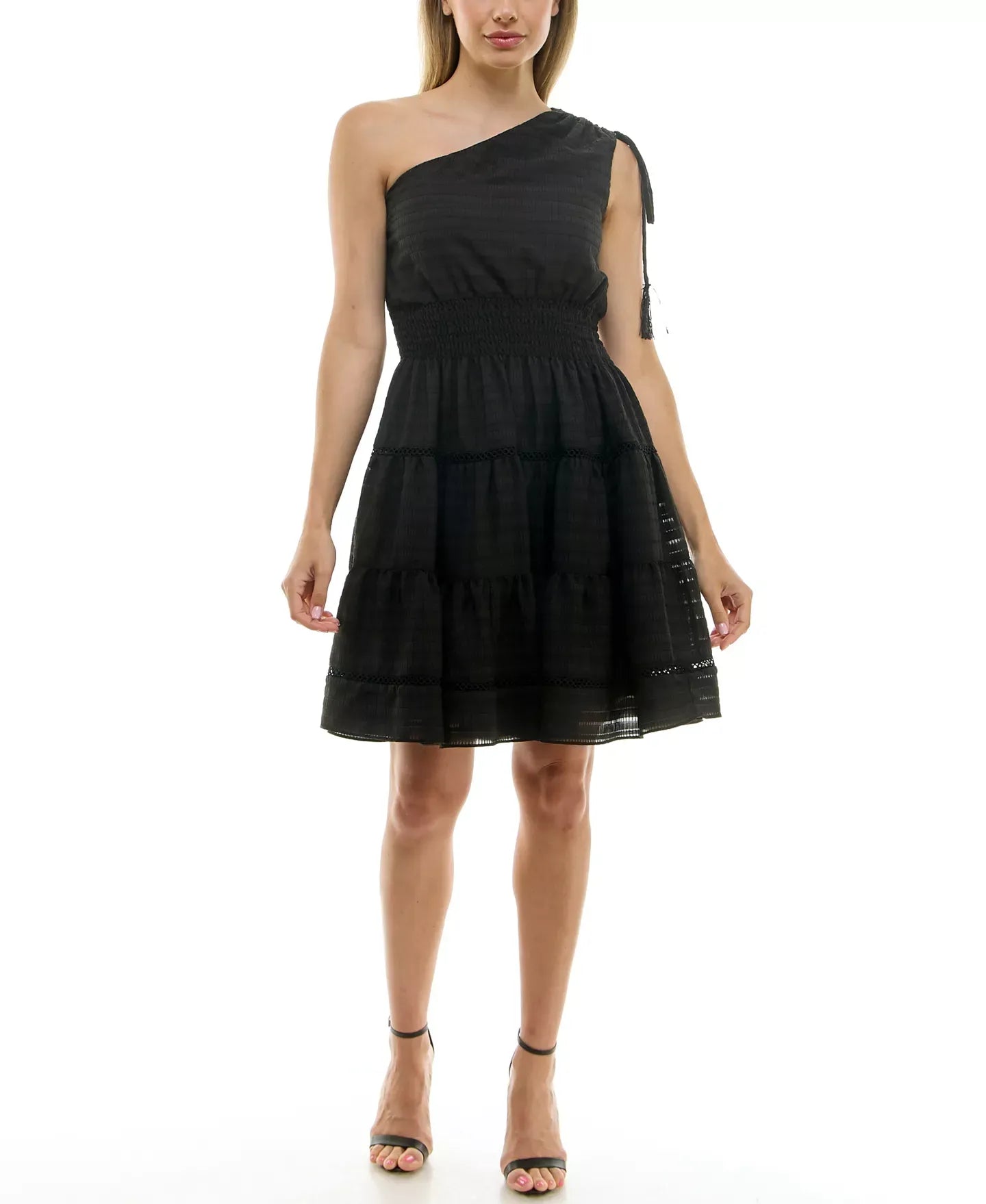 Taylor Women's One-Shoulder Seersucker Fit & Flare Dress