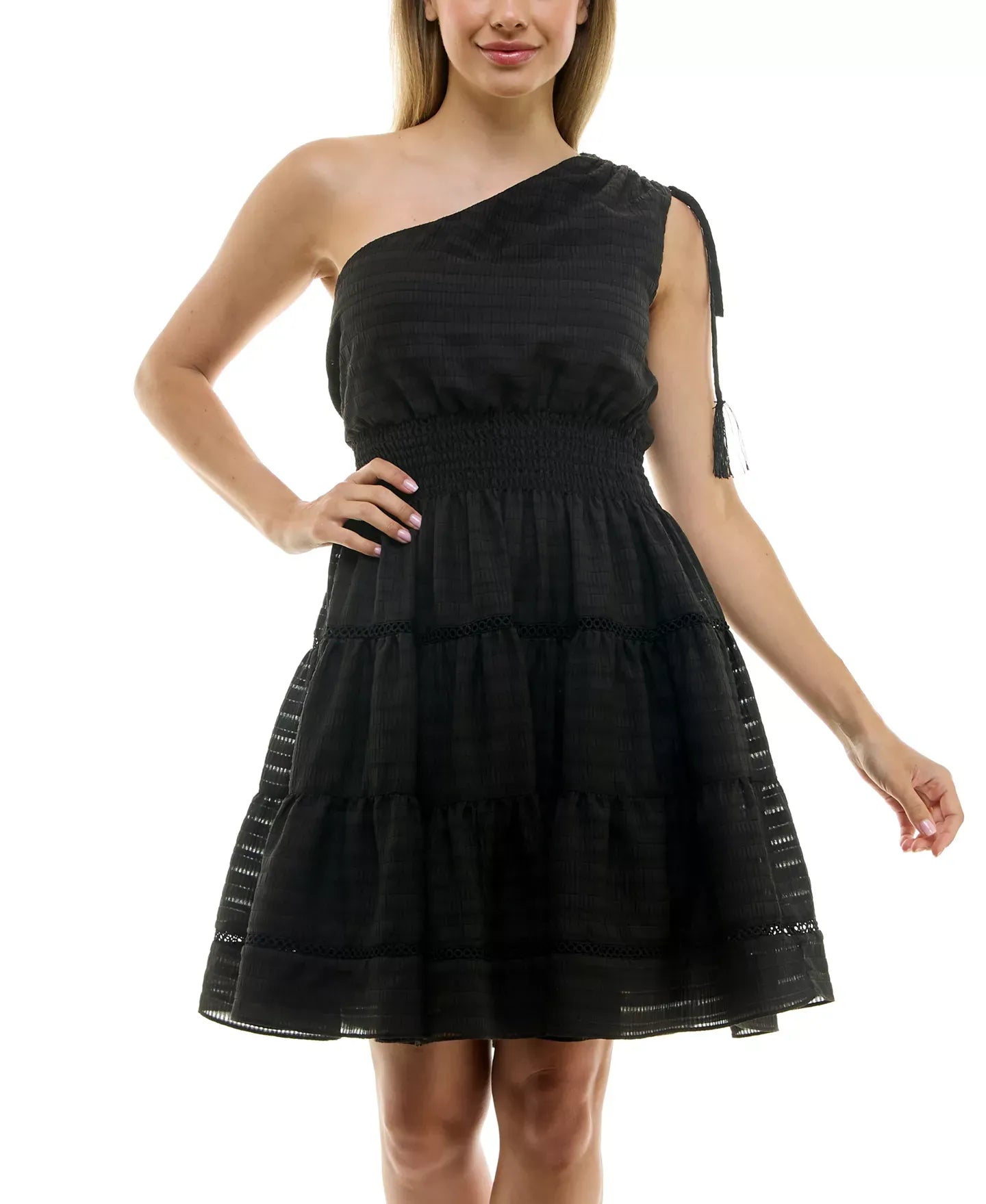 Taylor Women's One-Shoulder Seersucker Fit & Flare Dress