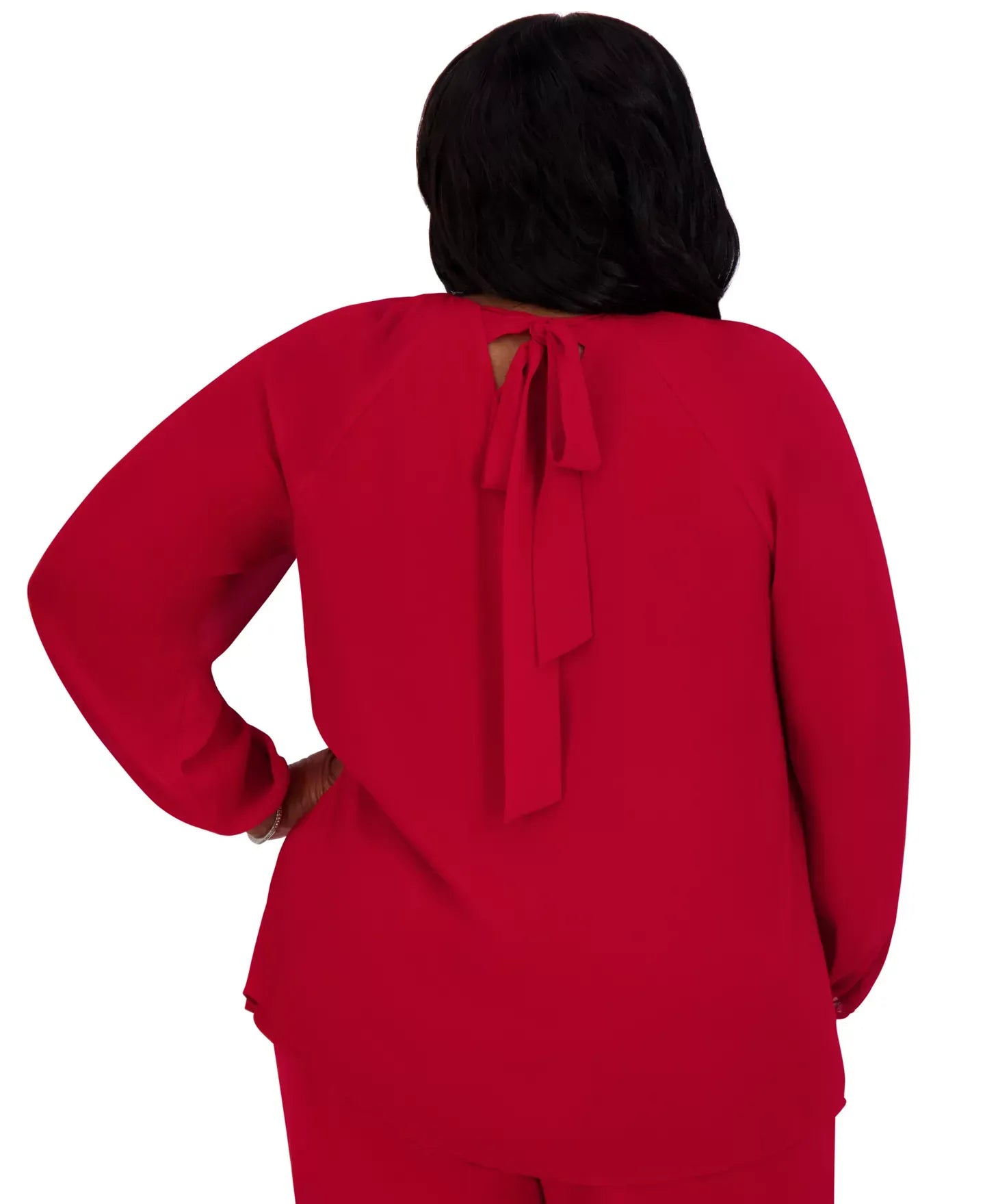 Kasper Women's V-Neck Raglan-Long-Sleeve Blouse Regular & Plus Top