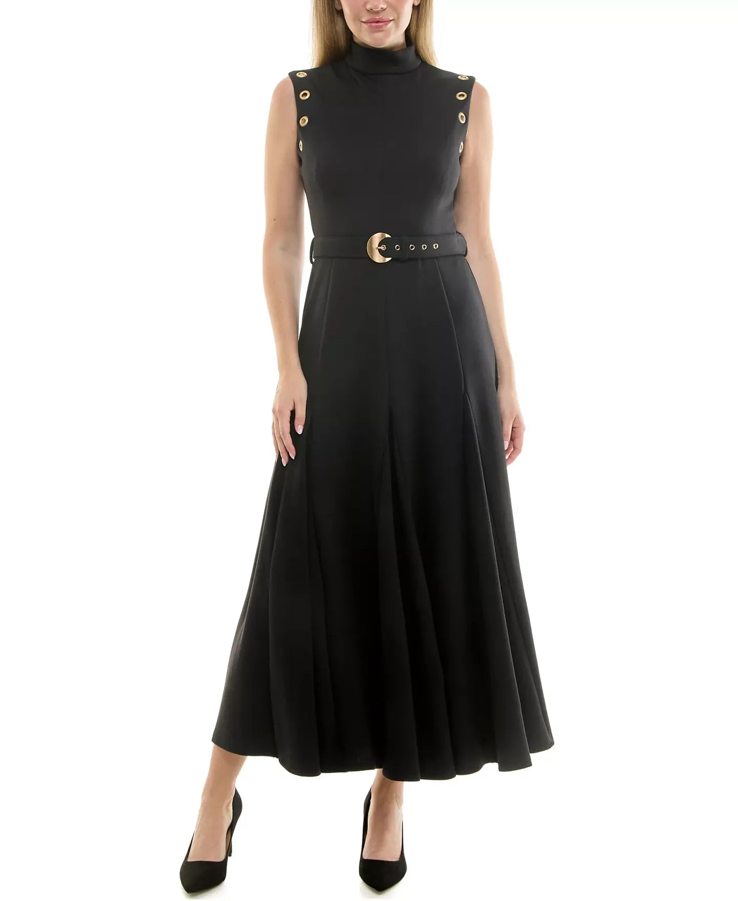 Taylor Women's Mock-Neck Grommet A-Line Dress