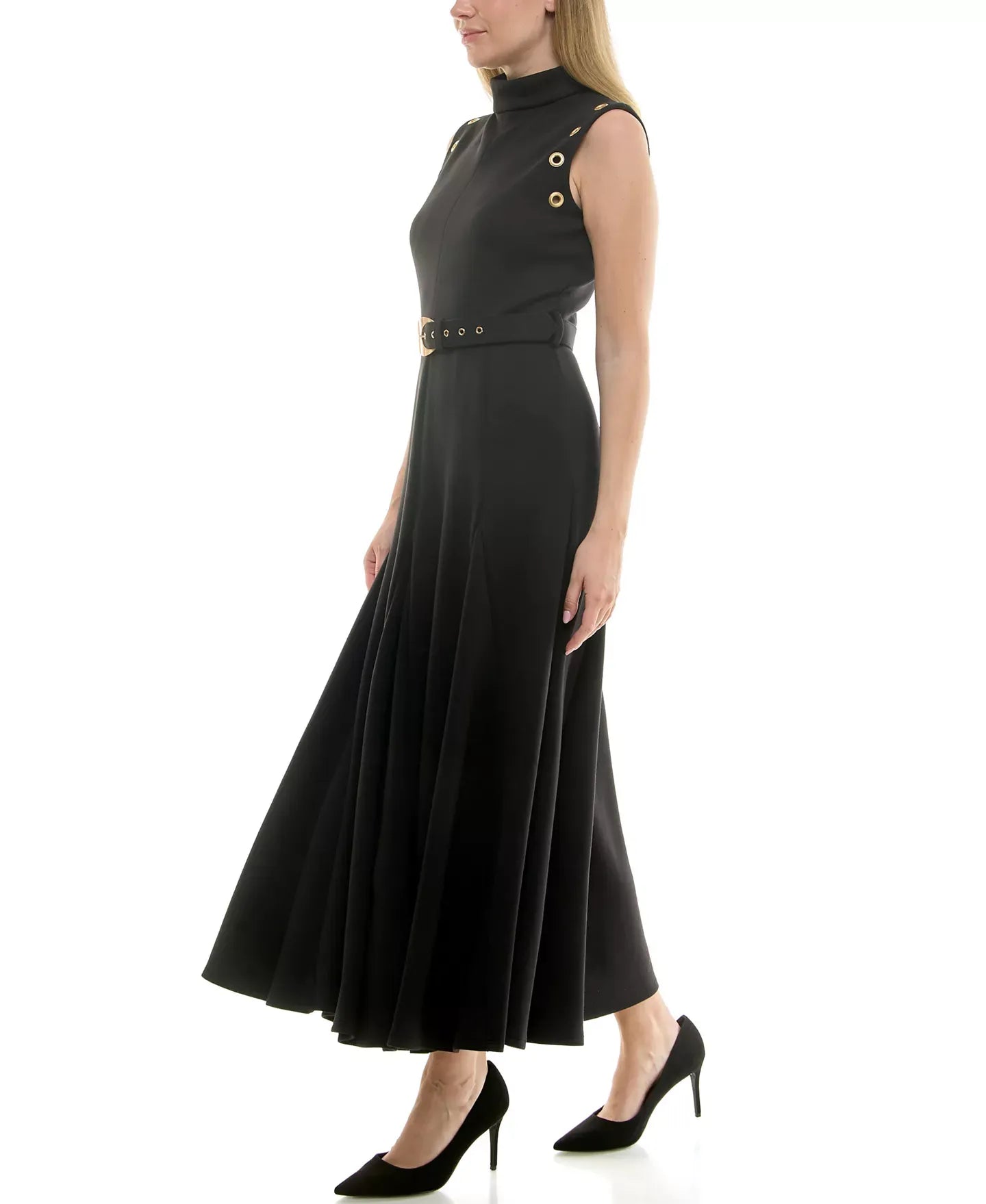 Taylor Women's Mock-Neck Grommet A-Line Dress