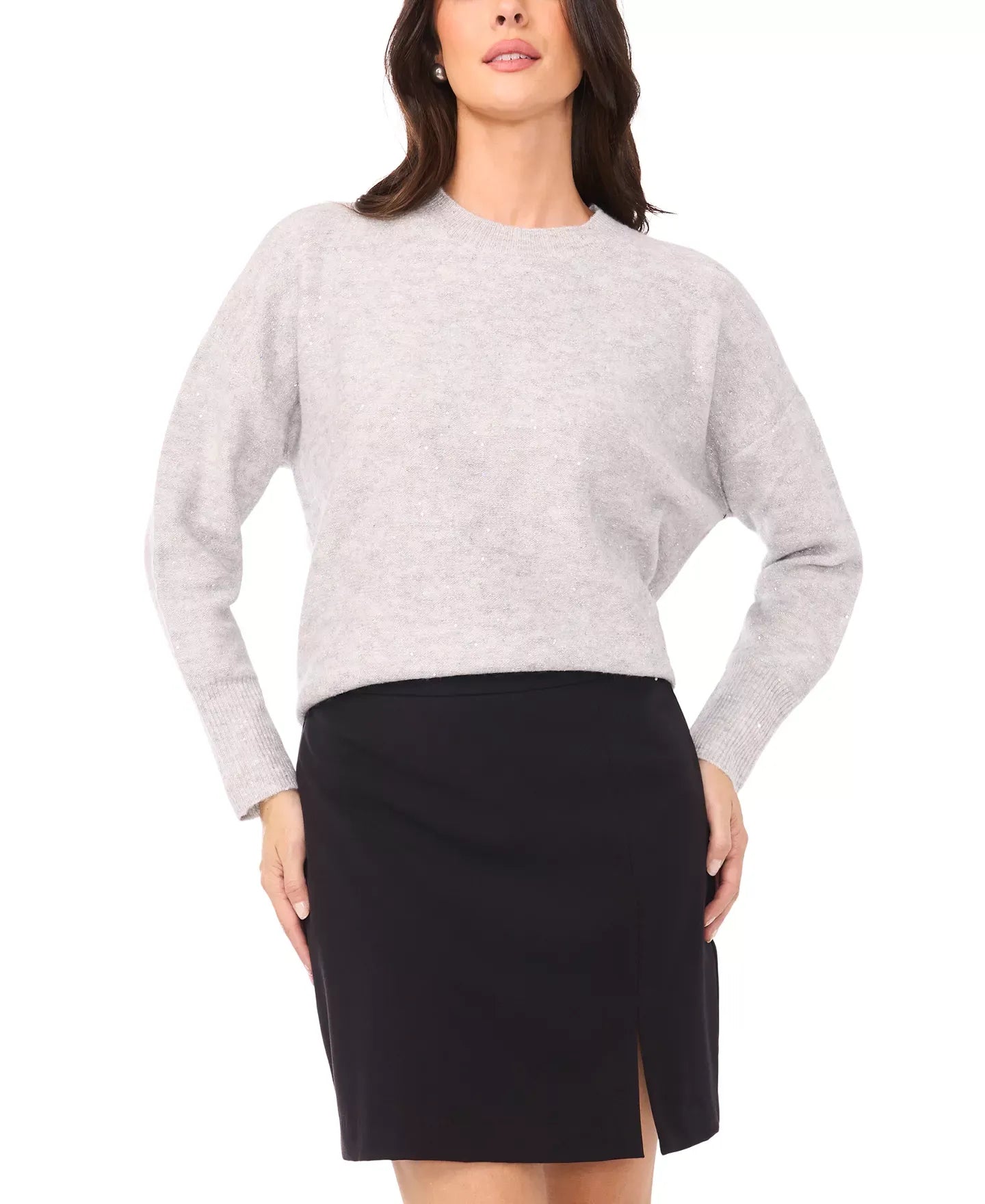 Vince Camuto Women's Sequin Long Sleeve Crewneck Sweater