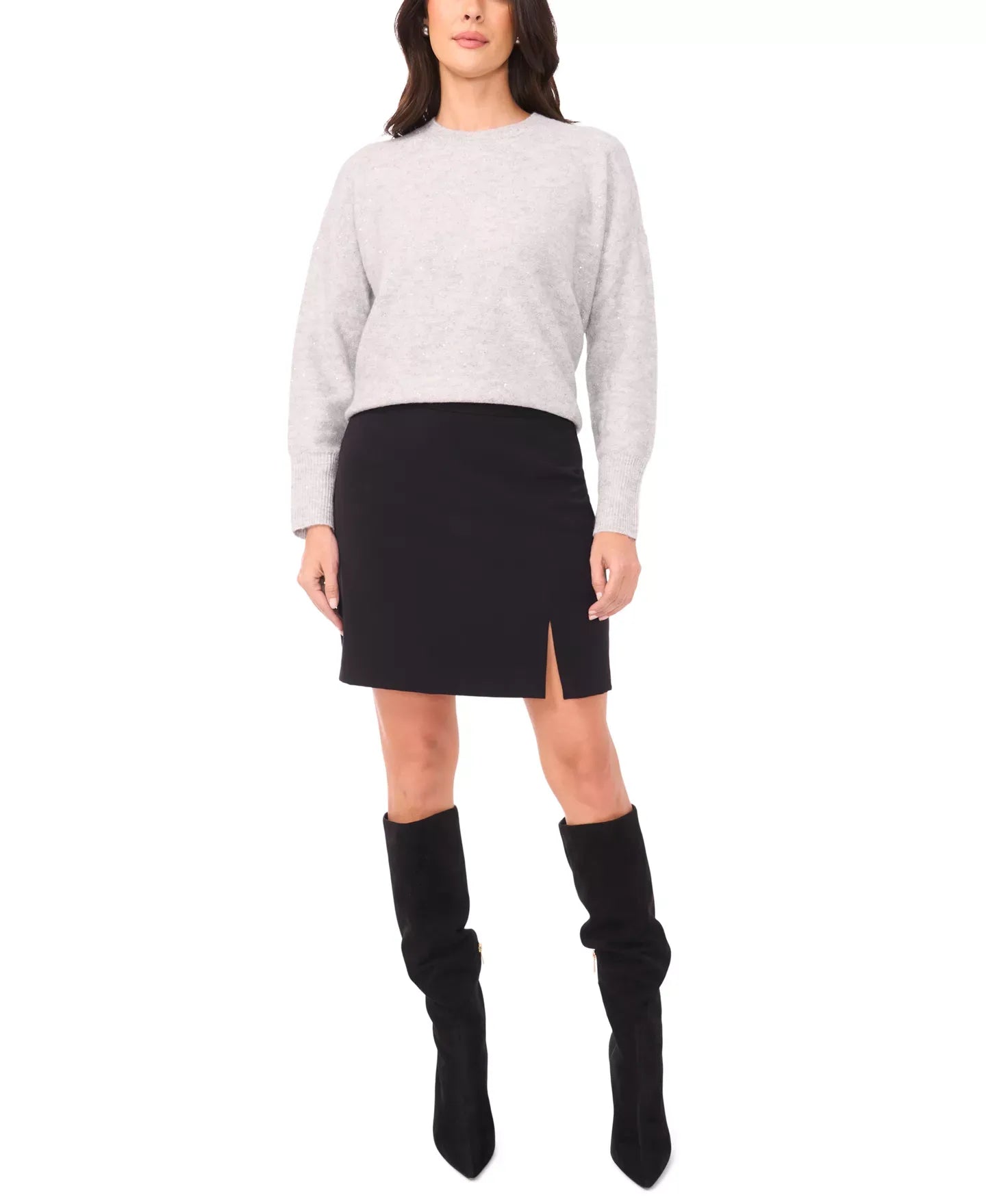 Vince Camuto Women's Sequin Long Sleeve Crewneck Sweater