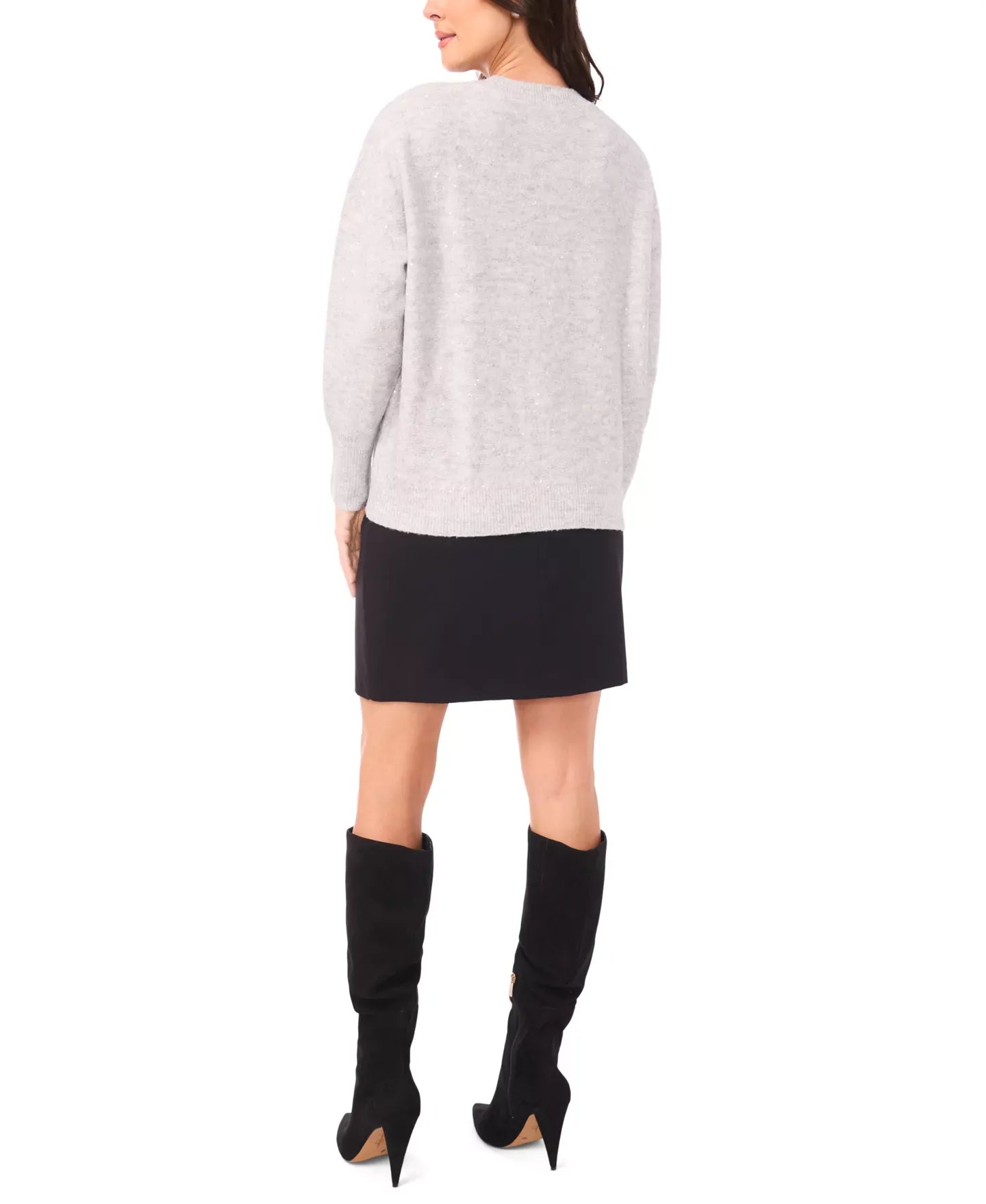 Vince Camuto Women's Sequin Long Sleeve Crewneck Sweater